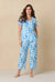Blue Poppy Cotton Capri Pyjama Set - 1
