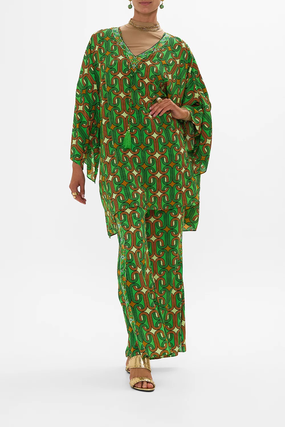 V neck short kaftan with ties - 5