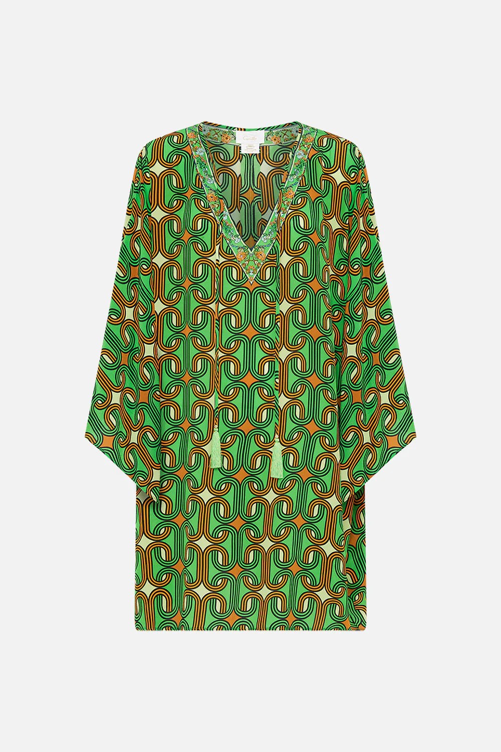 V neck short kaftan with ties - 6