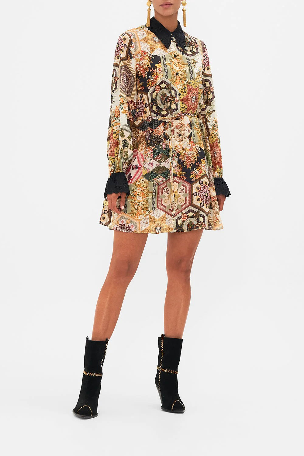Shift shirt dress with broderie detail - Mix - 1