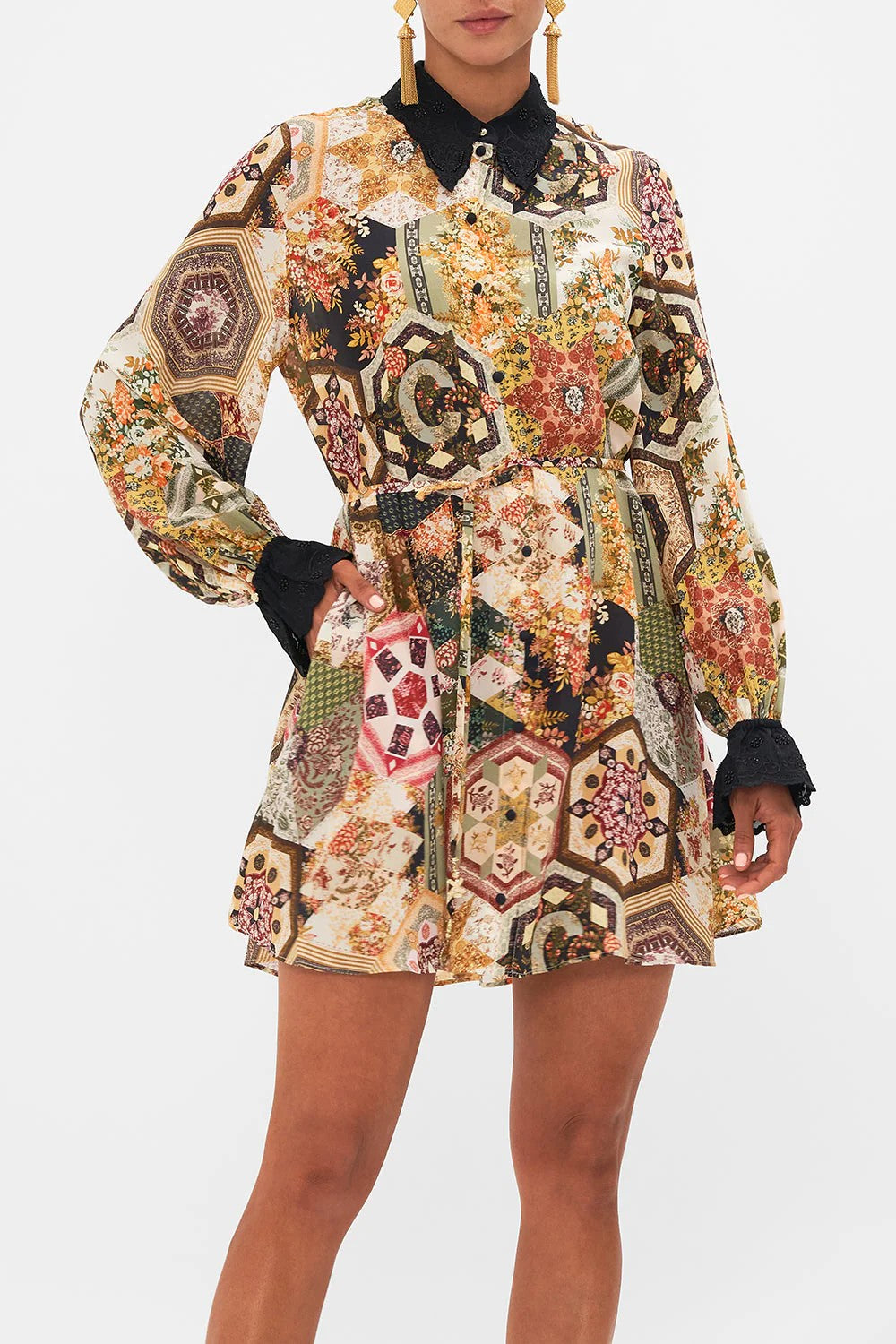 Shift shirt dress with broderie detail - Mix - 2