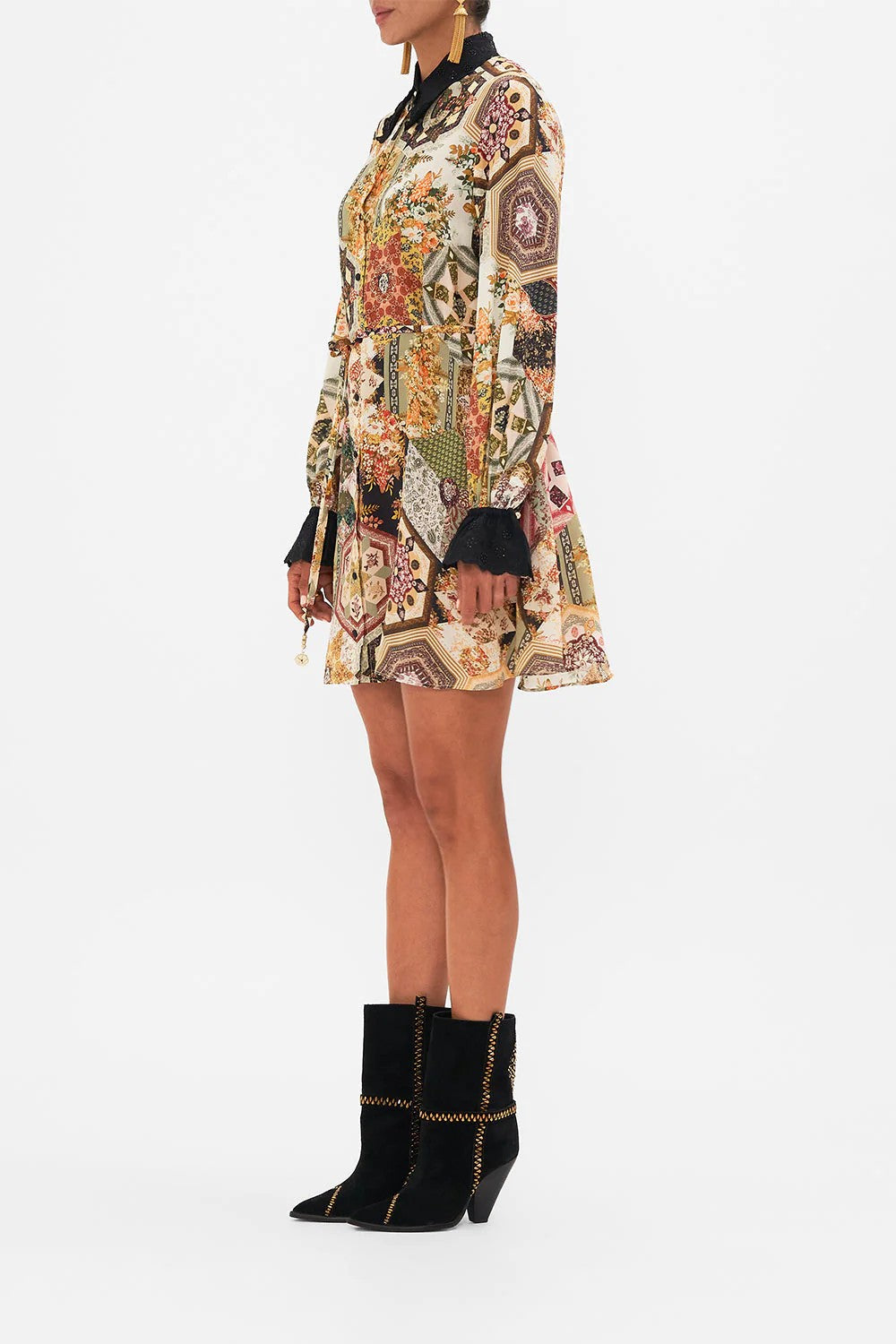 Shift shirt dress with broderie detail - Mix - 3