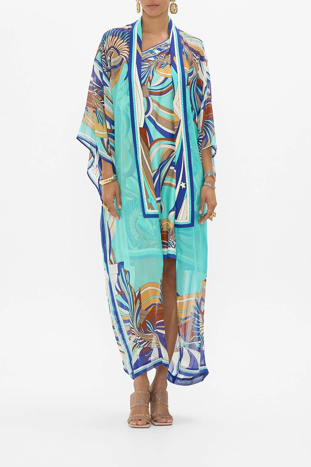 Kimono layer with collar - Blue - 1