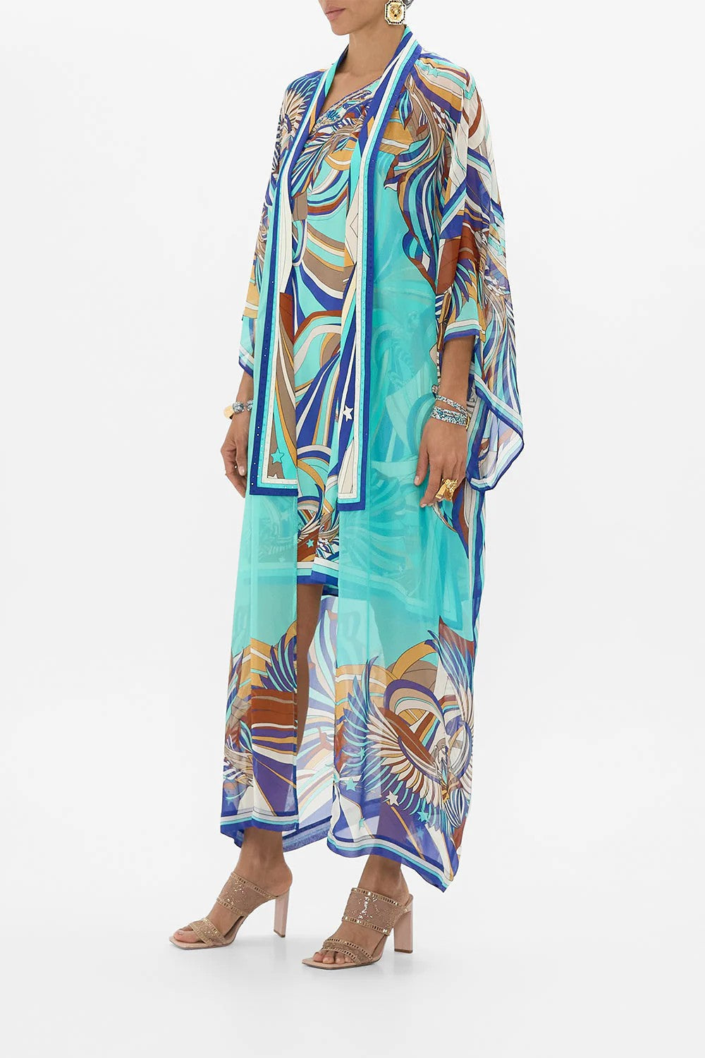 Kimono layer with collar - Blue - 2