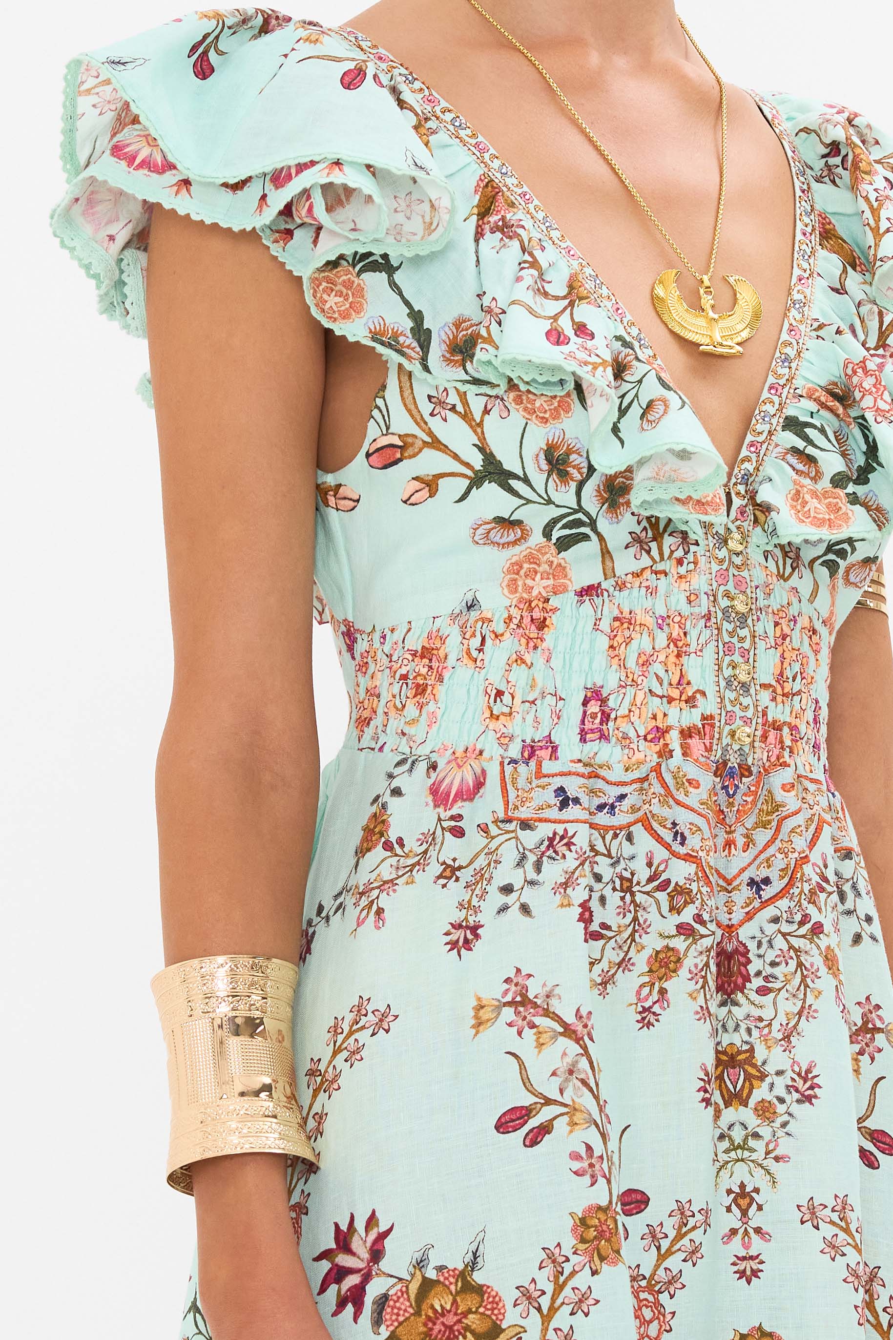Tiered dress with neck frill - 5