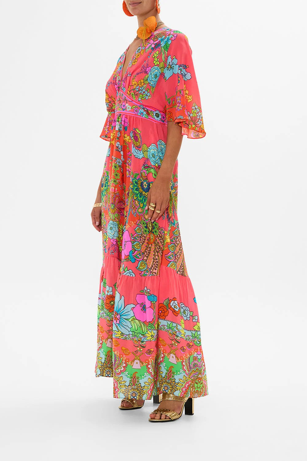 Waisted dress with hem ruffle - Pink - 3
