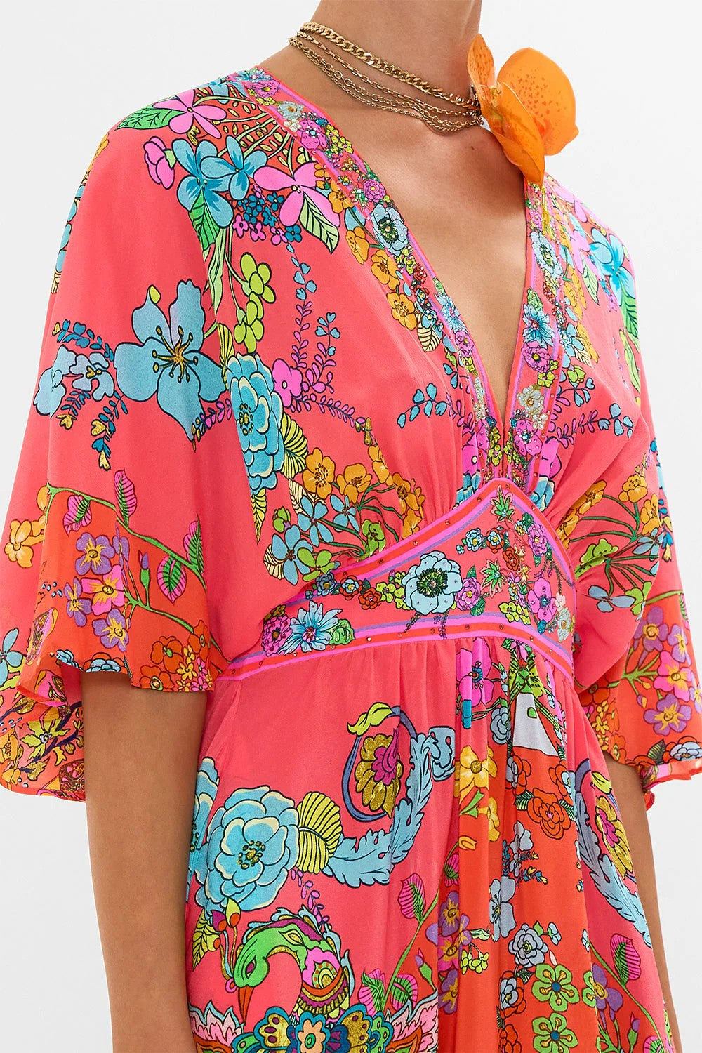 Waisted dress with hem ruffle - 4