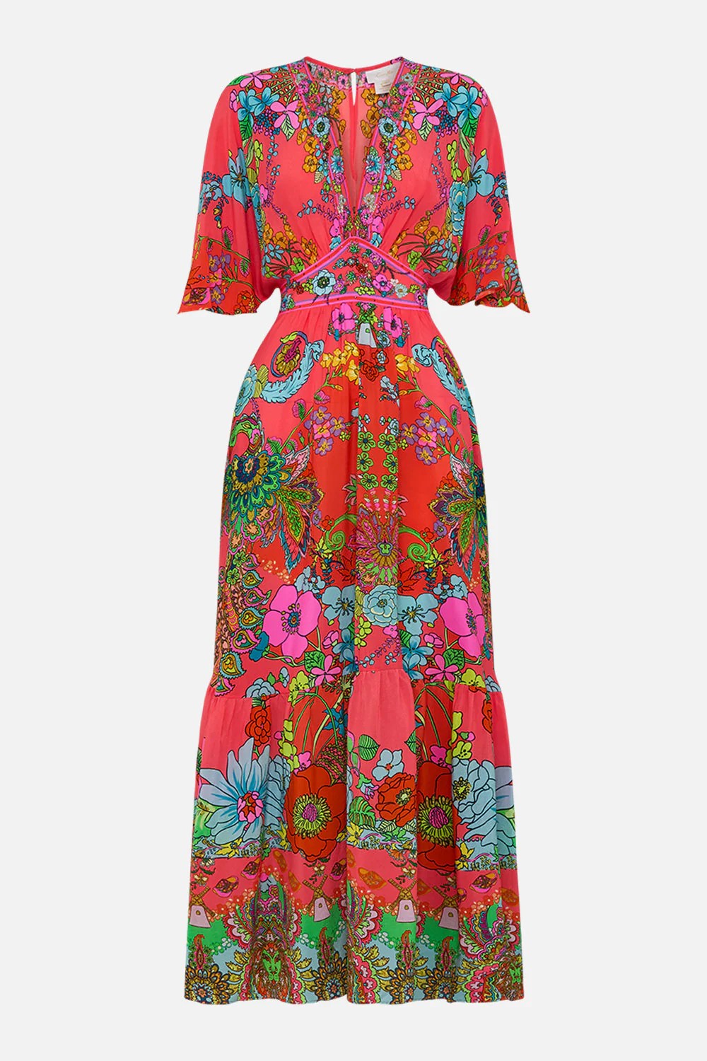 Waisted dress with hem ruffle - 6