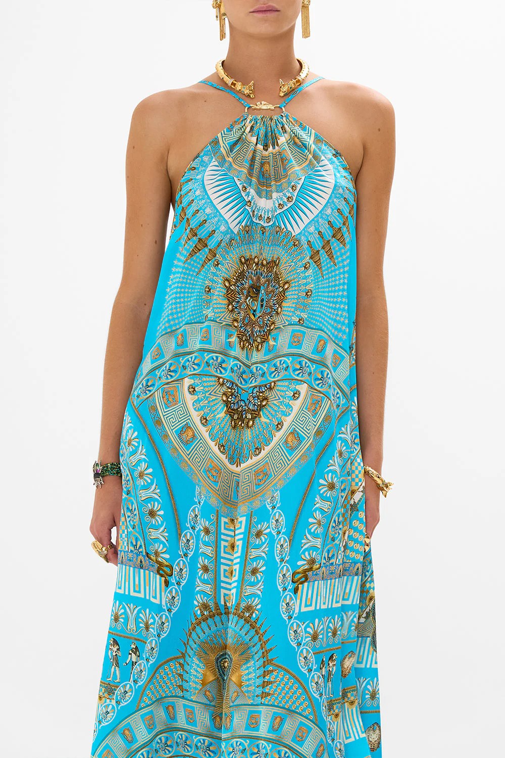Gather neck hardware maxi dress - 4