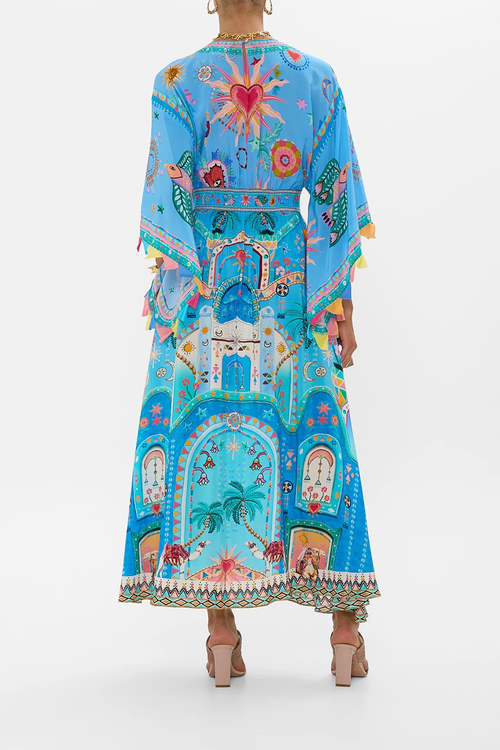 Waisted dress with kimono sleeve - 4