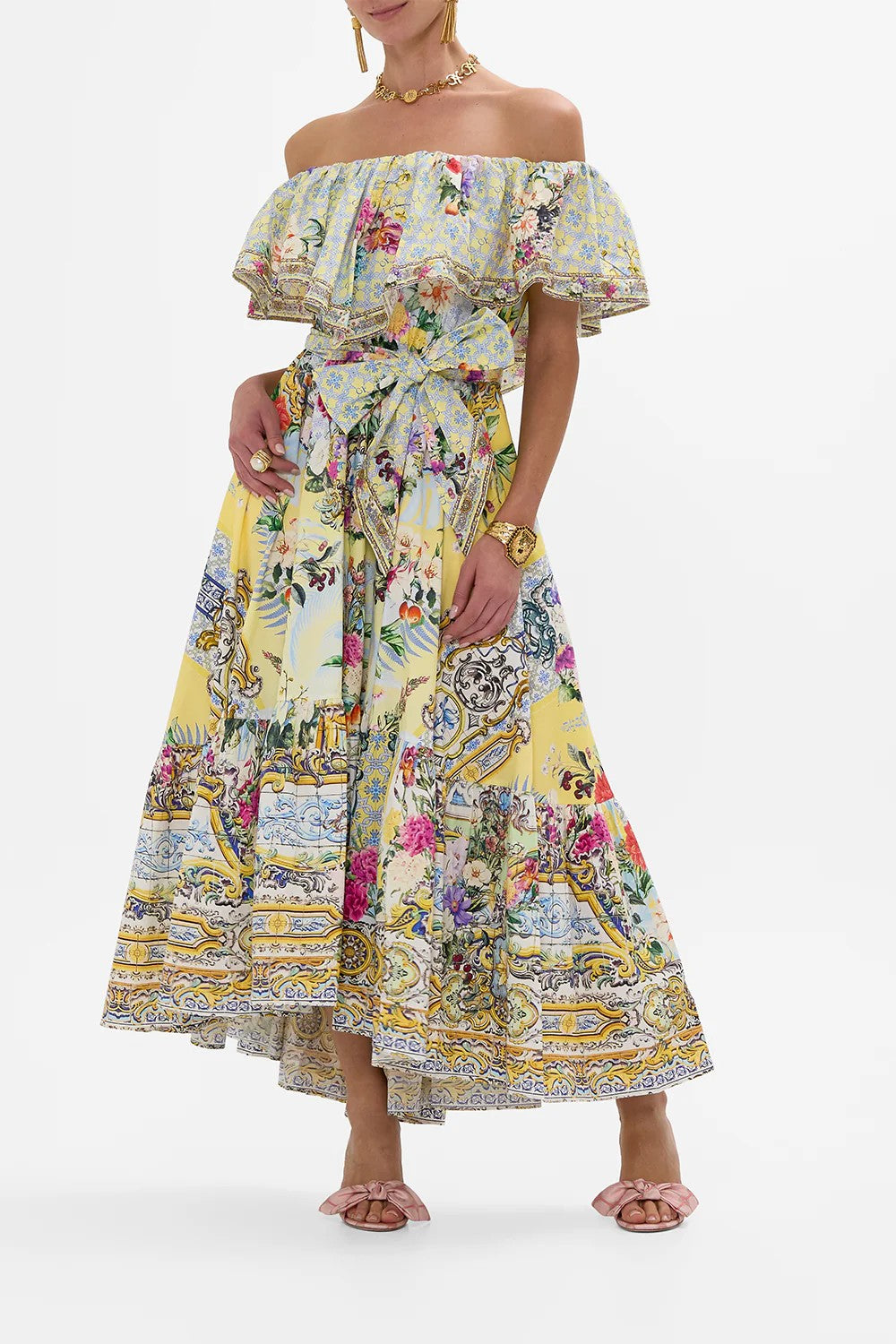 Shoulder frill dress - Mix - 1