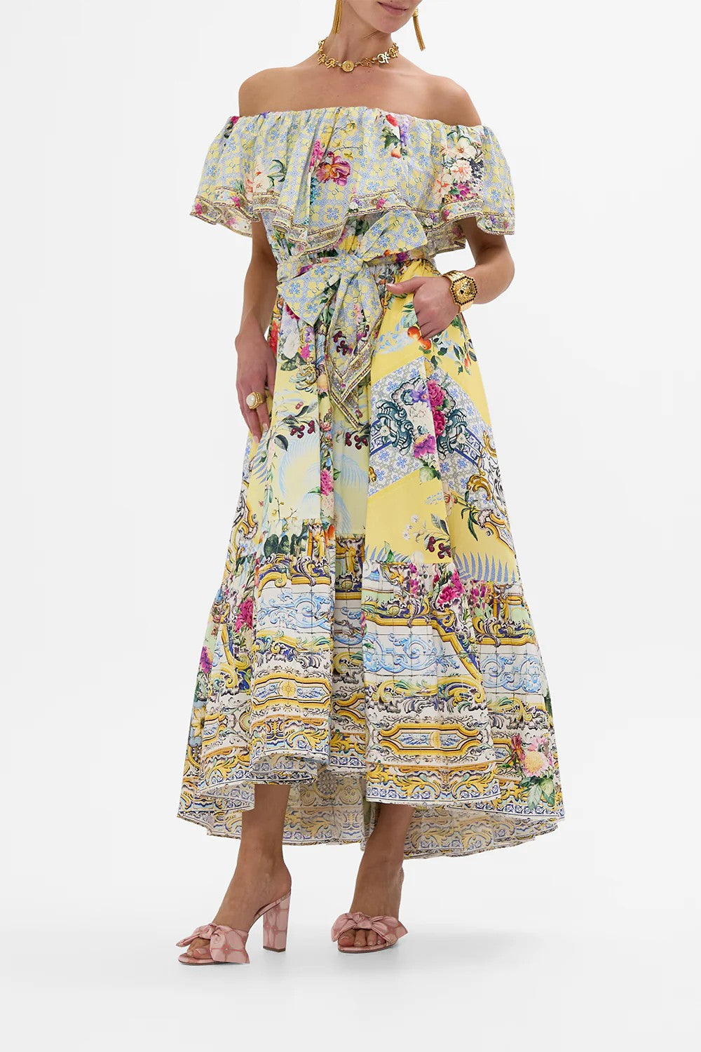 Shoulder frill dress - Mix - 2