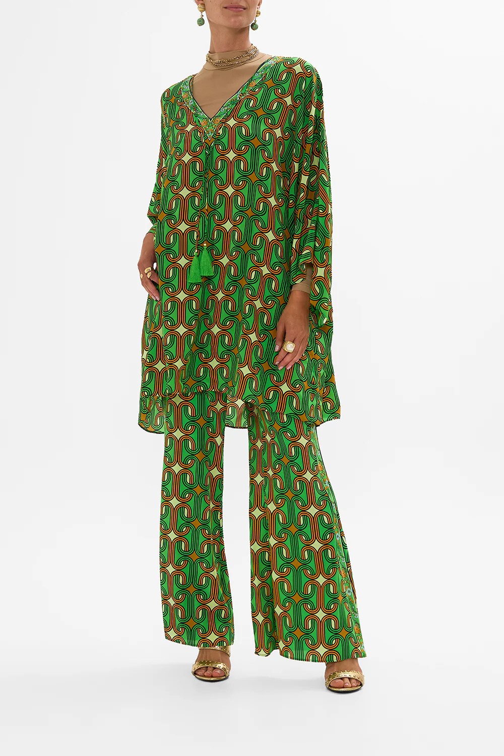 Relaxed flare pant - Green - 2
