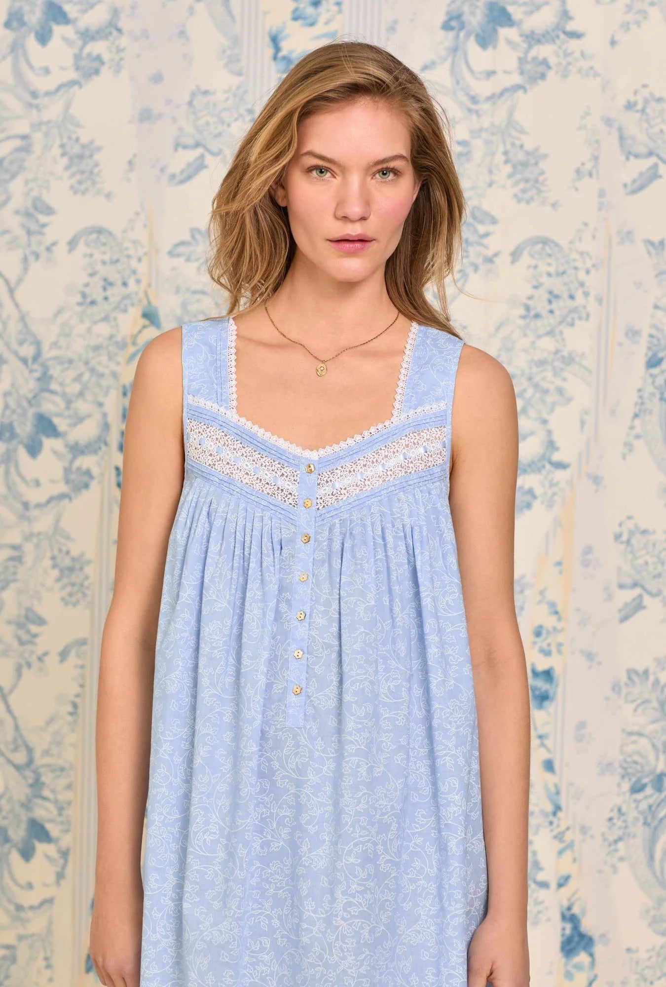 The "Eileen" Coastal Willow Cotton Lawn Ballet Nightgown - 4