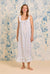 The "Elizabeth" Navy Floral Swiss Dot Long Nightgown - Navy - 1