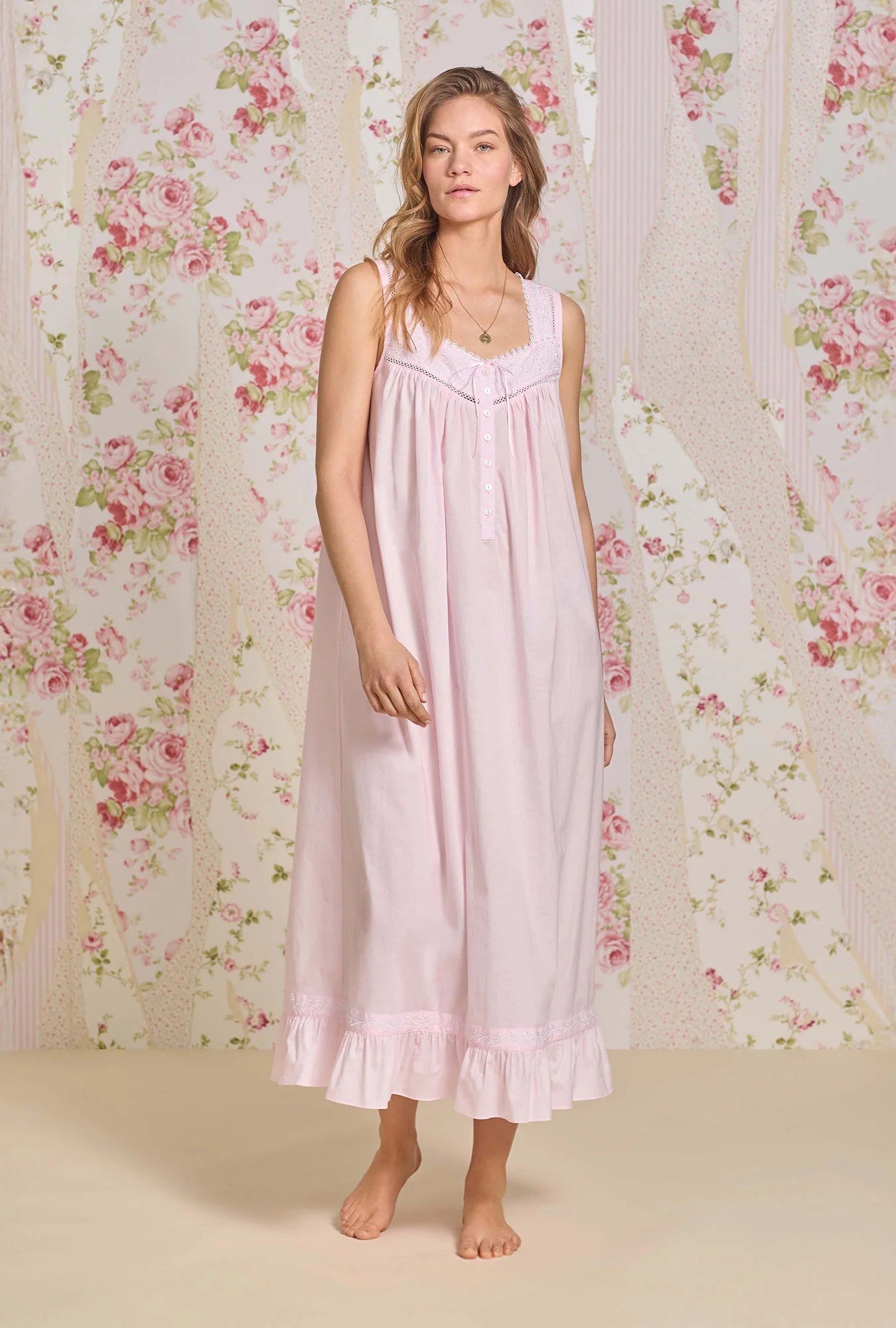 The "Eileen" Bare Rose Cotton Lawn Ballet Nightgown - Pink - 2