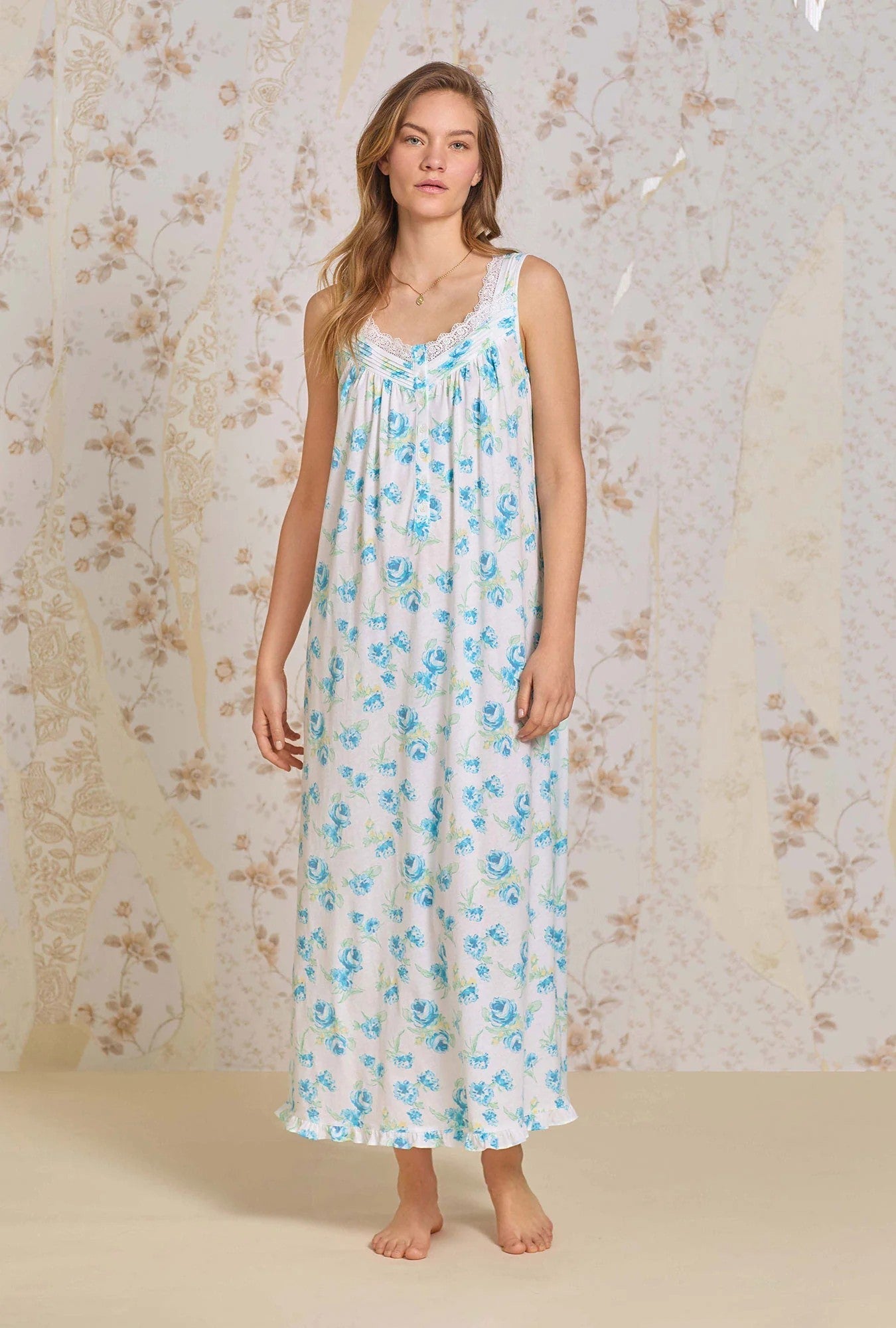 The "Eileen" Bluebell Mist Cotton Modal Ballet Nightgown - 1