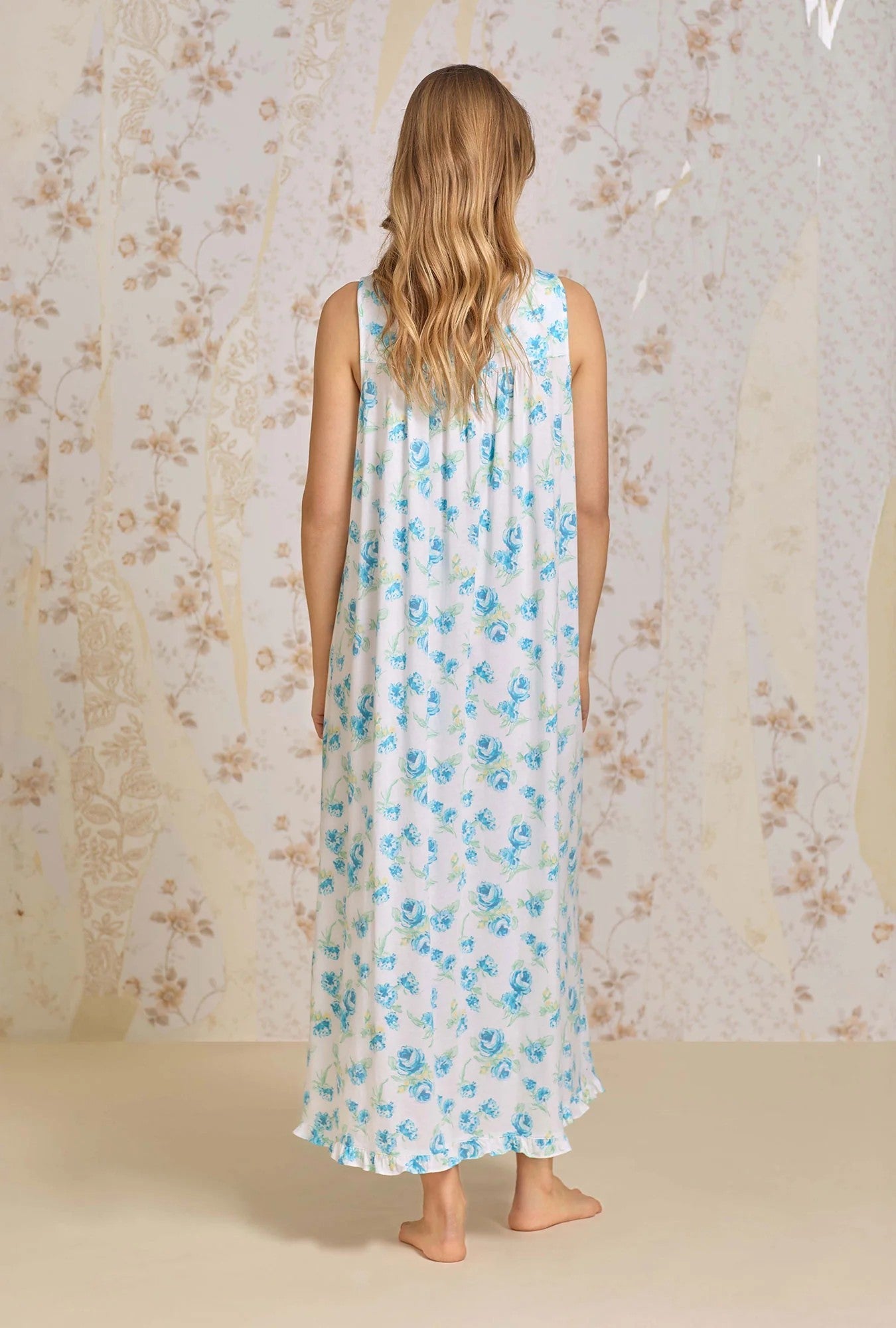 The "Eileen" Bluebell Mist Cotton Modal Ballet Nightgown - 3