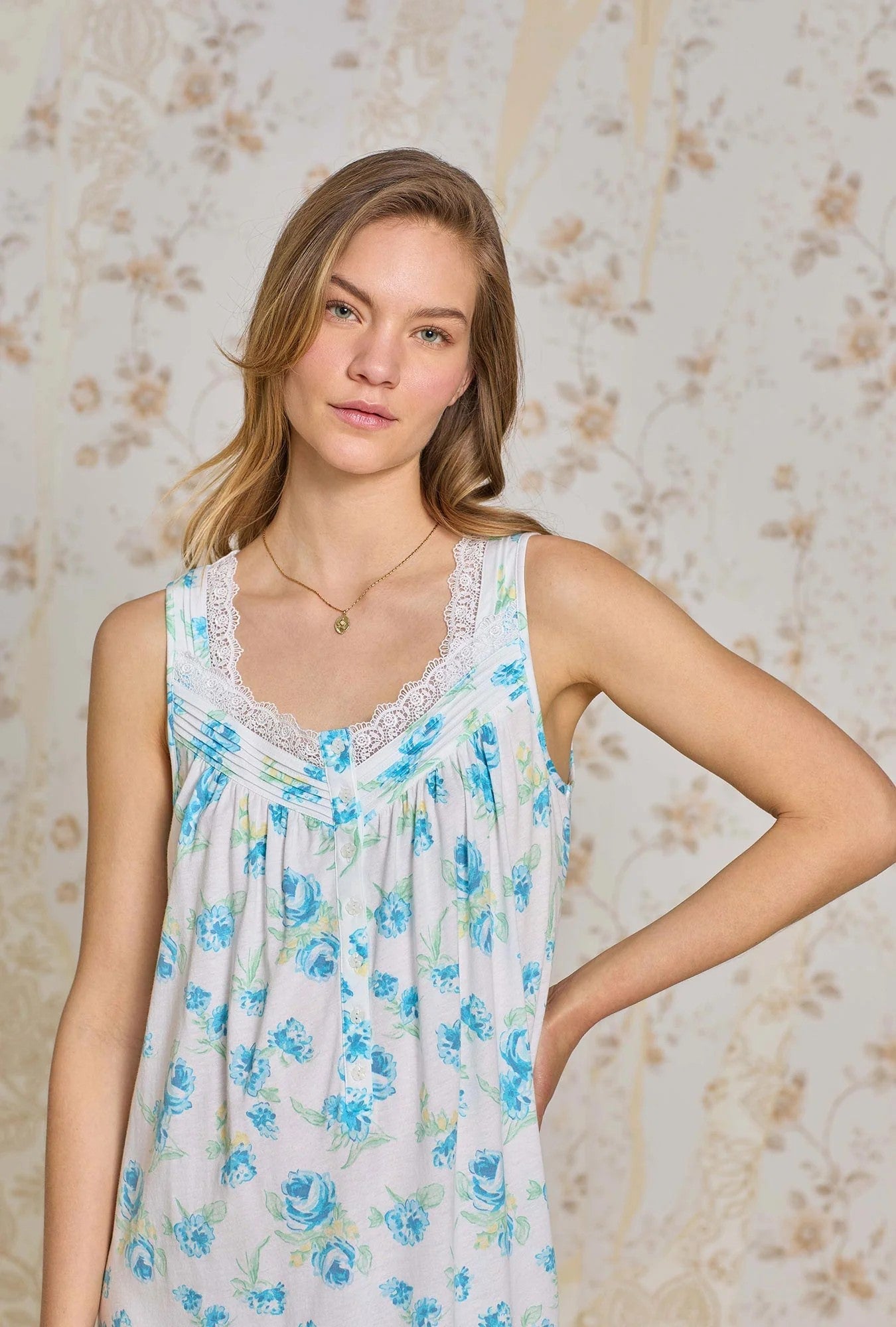 The "Eileen" Bluebell Mist Cotton Modal Ballet Nightgown - 4