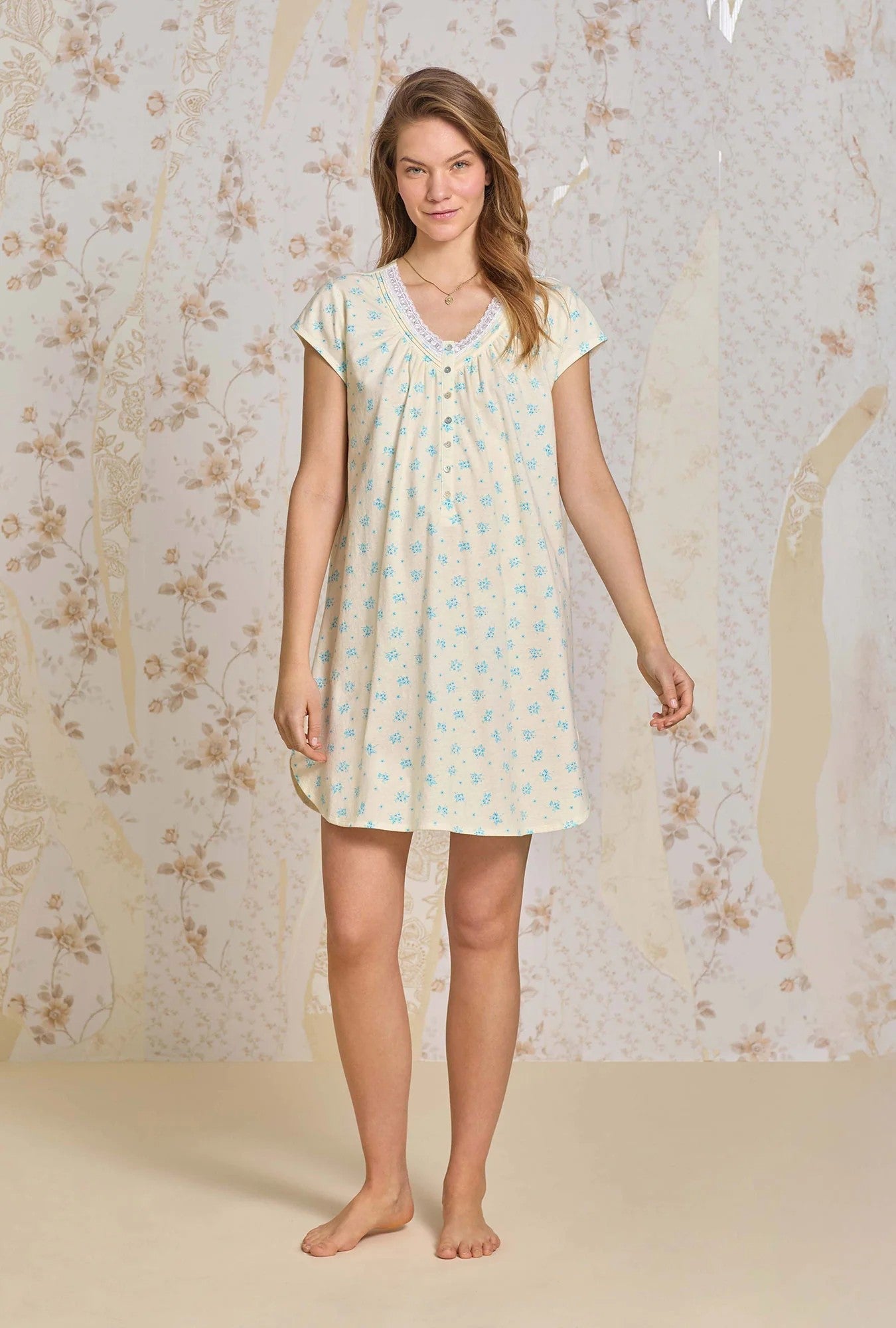 Chamomile Sky Cotton Knit Nightshirt - Yellow - 2