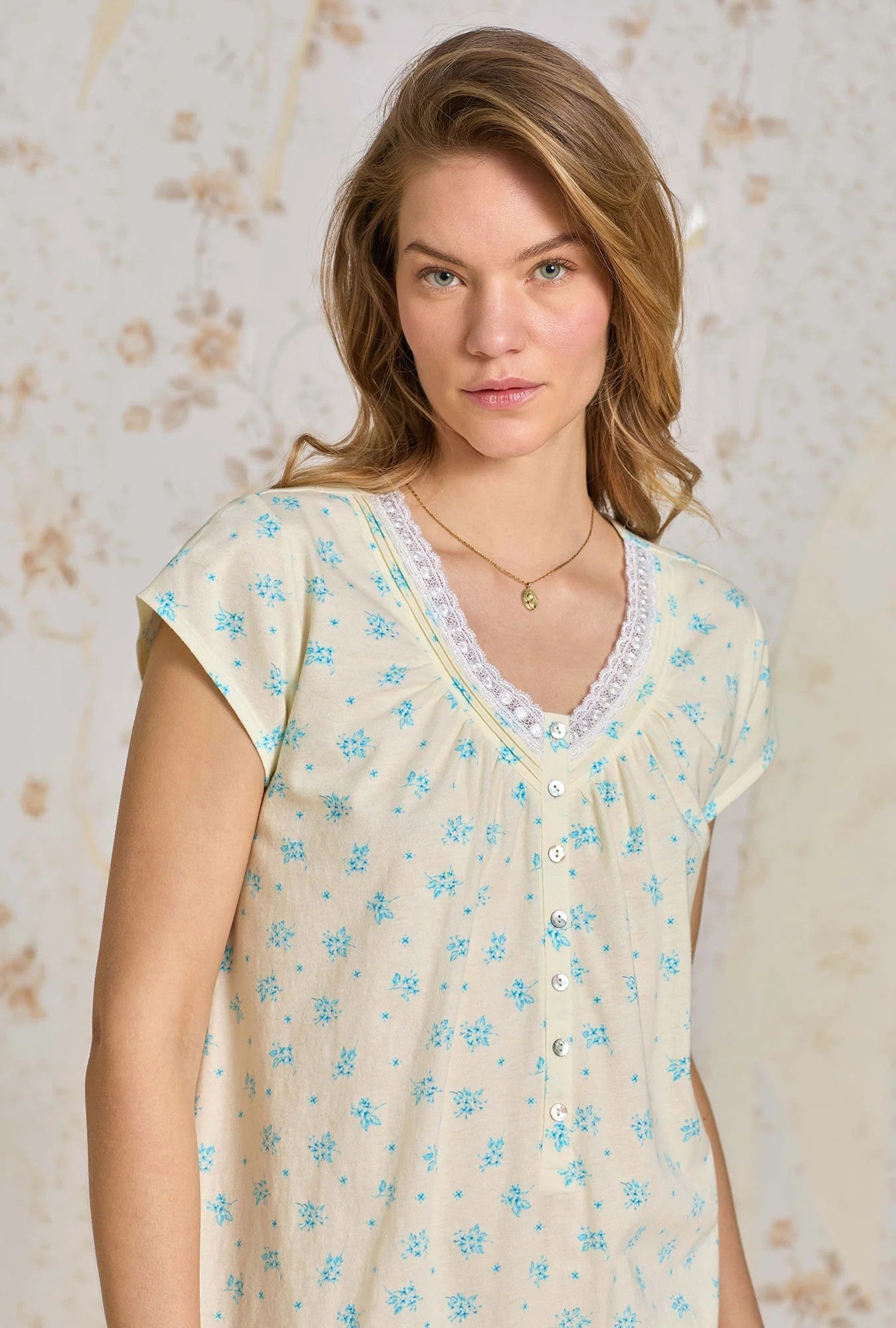 Chamomile Sky Cotton Knit Nightshirt - Yellow - 4