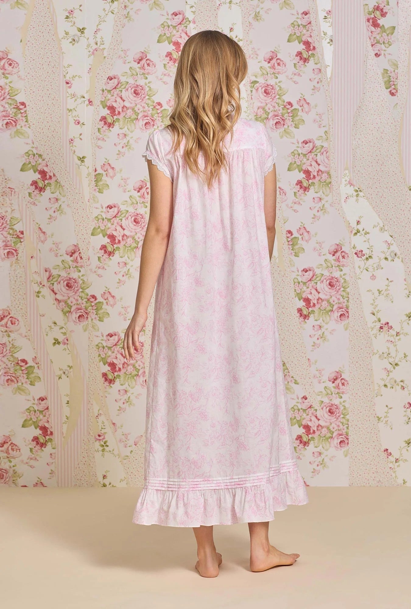Blush Bloom Cotton Lawn Button Front Robe - Pink - 3