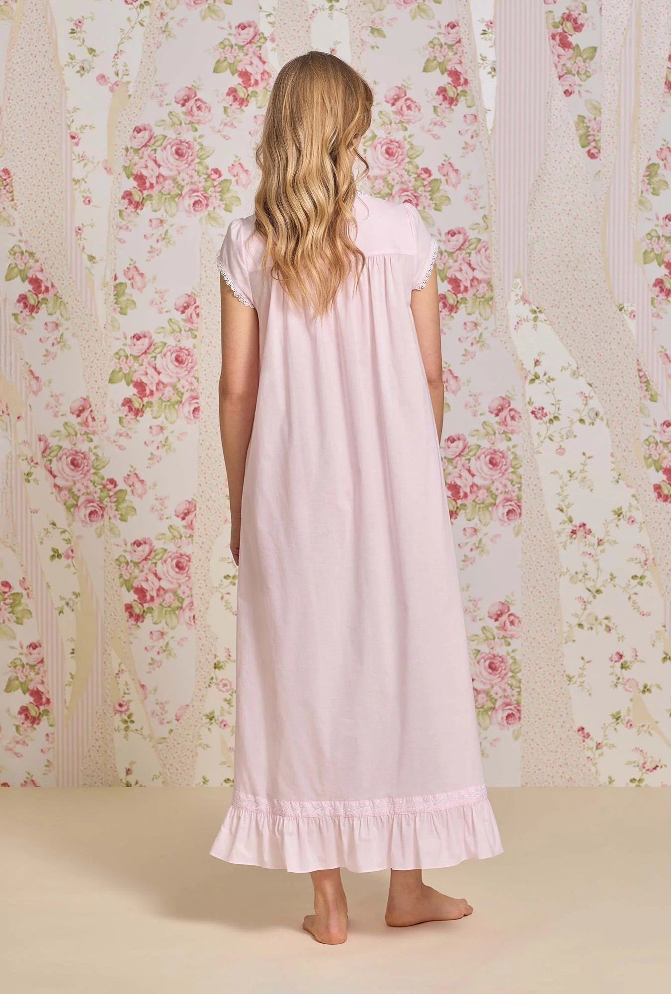 Bare Rose Cotton Lawn Button Front Robe - Pink - 6