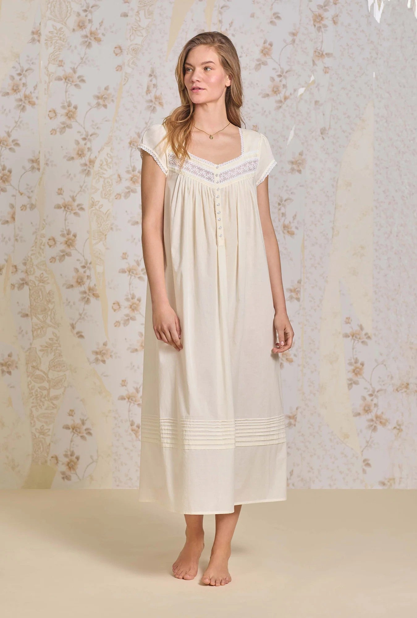 Aqua Dream Cotton Lawn Ballet Nightgown - Yellow - 2