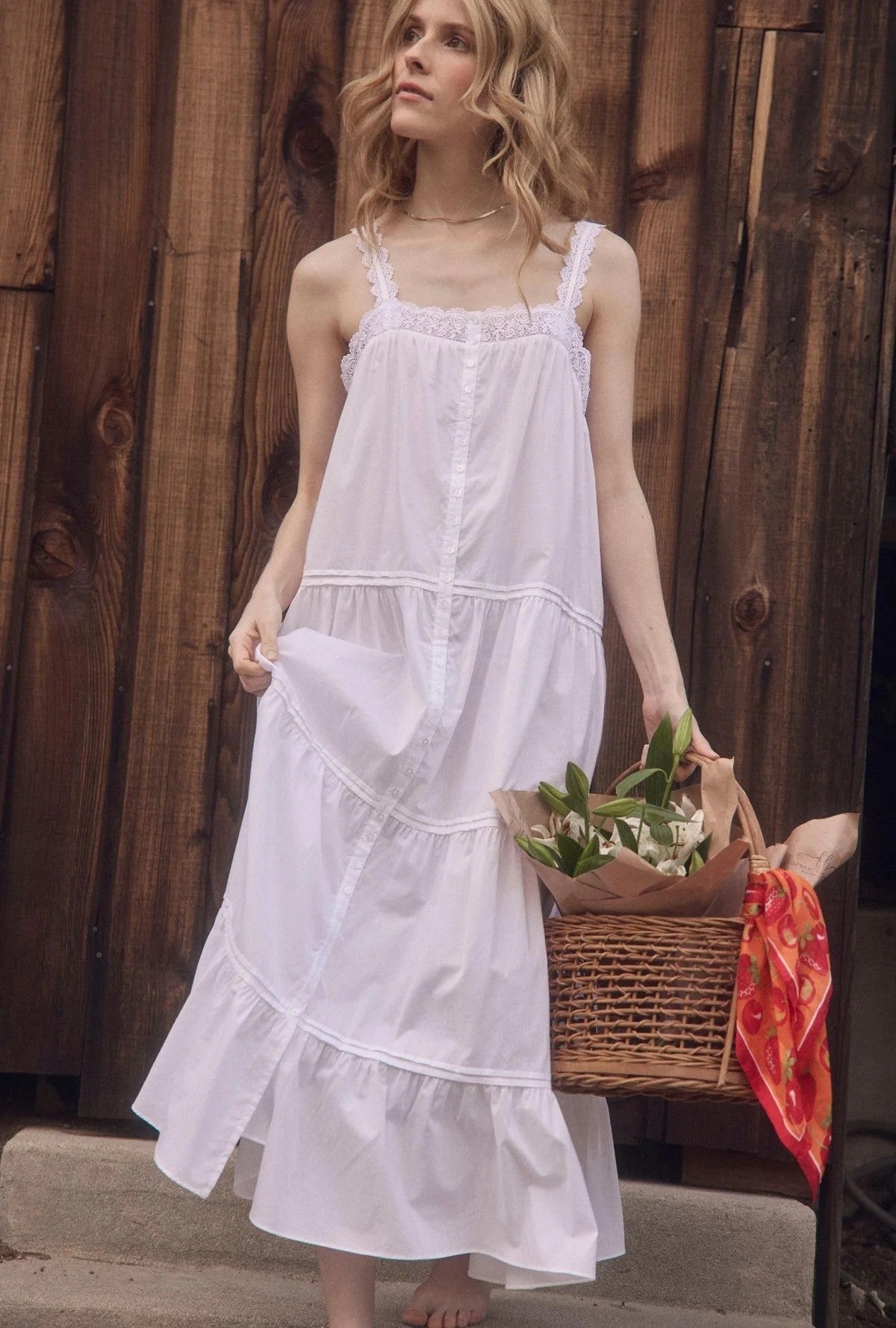 The "Camille" Iconic White Cotton Lawn Nightgown - White - 1
