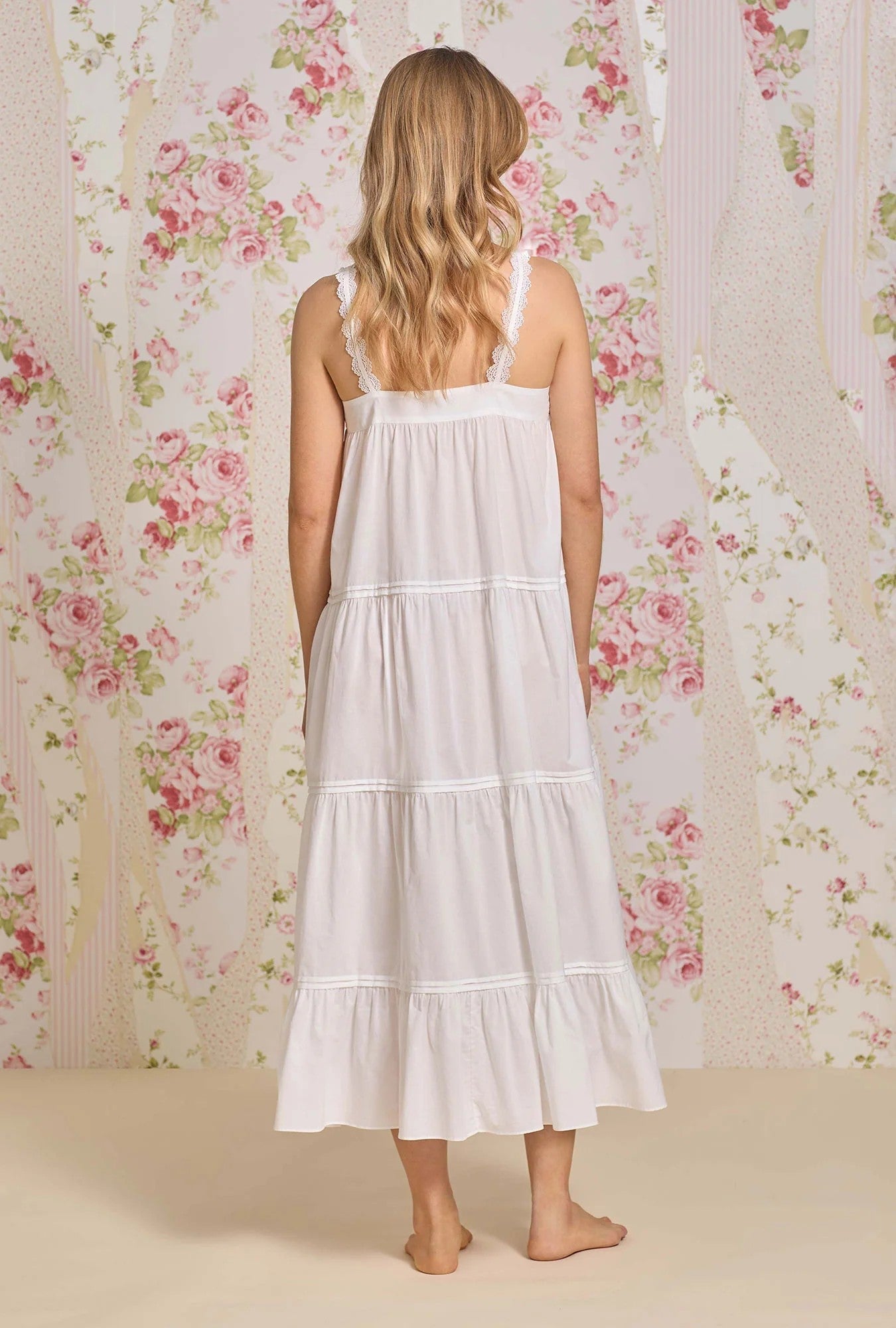 The "Camille" Iconic White Cotton Lawn Nightgown - White - 5