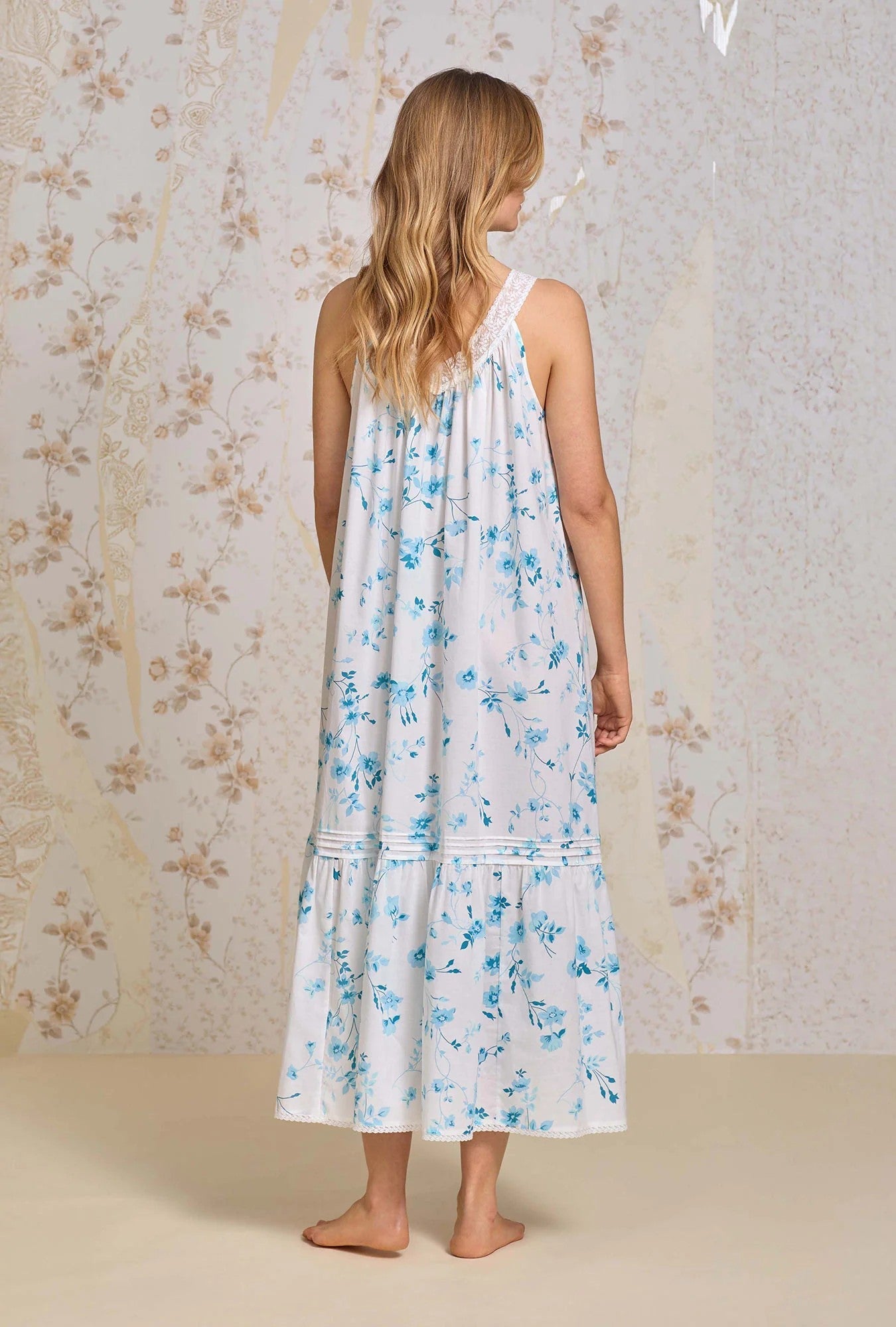 The "Faye" Aqua Dream Cotton Lawn Ballet Nightgown - Aqua - 3