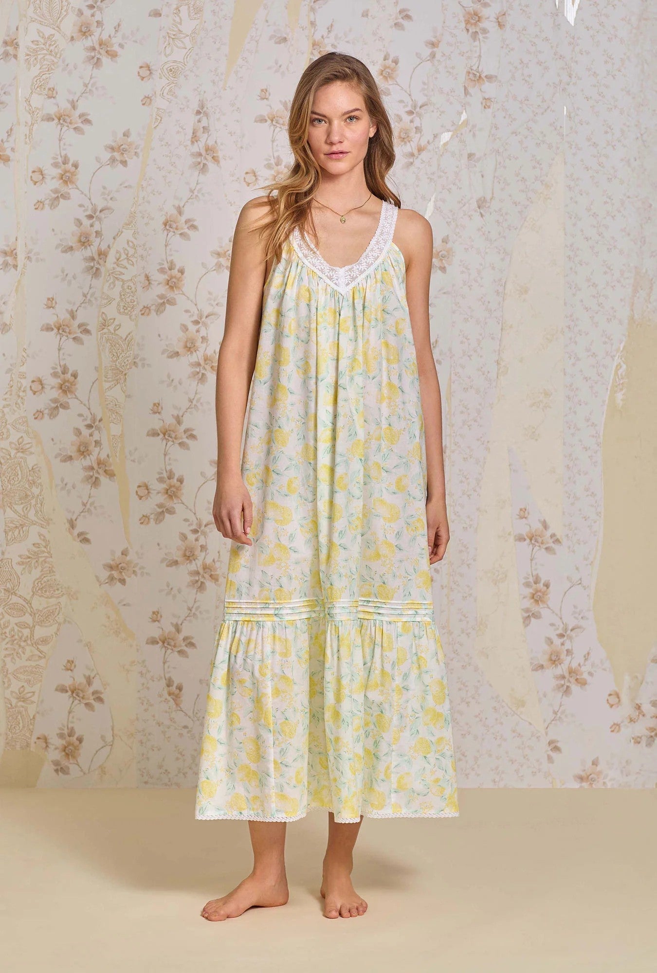 The "Faye" Limoncello Cotton Lawn Ballet Nightgown - Yellow - 2