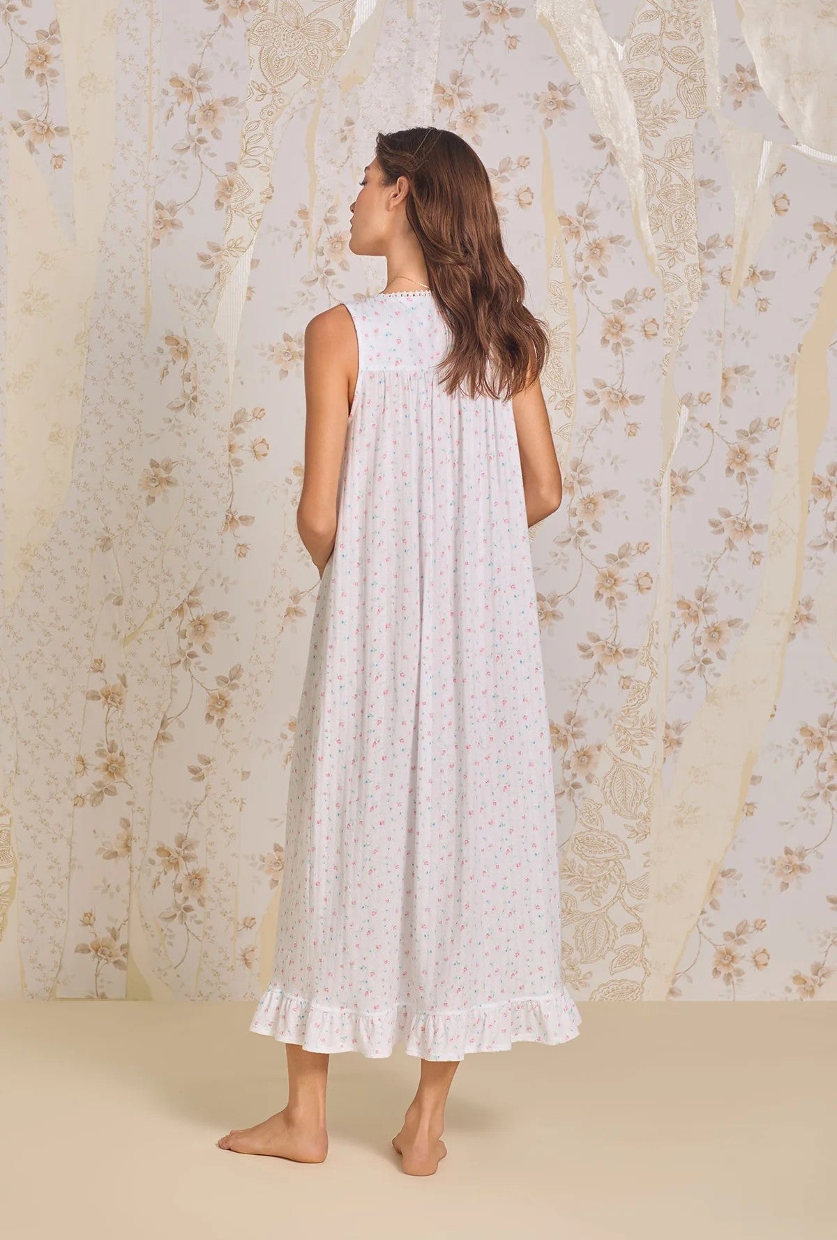 Angelic Rose Cotton Pointelle Ballet Nightgown - White - 3