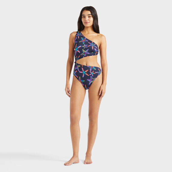 Women Asymetric One-piece Swimsuit Disco Stars - 1