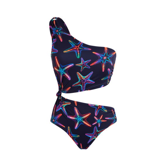 Women Asymetric One-piece Swimsuit Disco Stars - 4