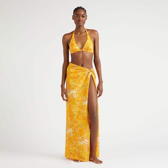Women Halter Swim Palm Leaves - Orange - 3