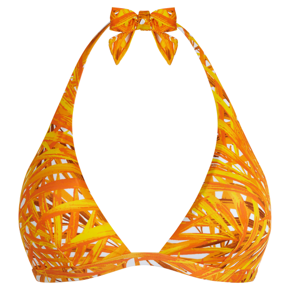 Women Halter Swim Palm Leaves - Orange - 4