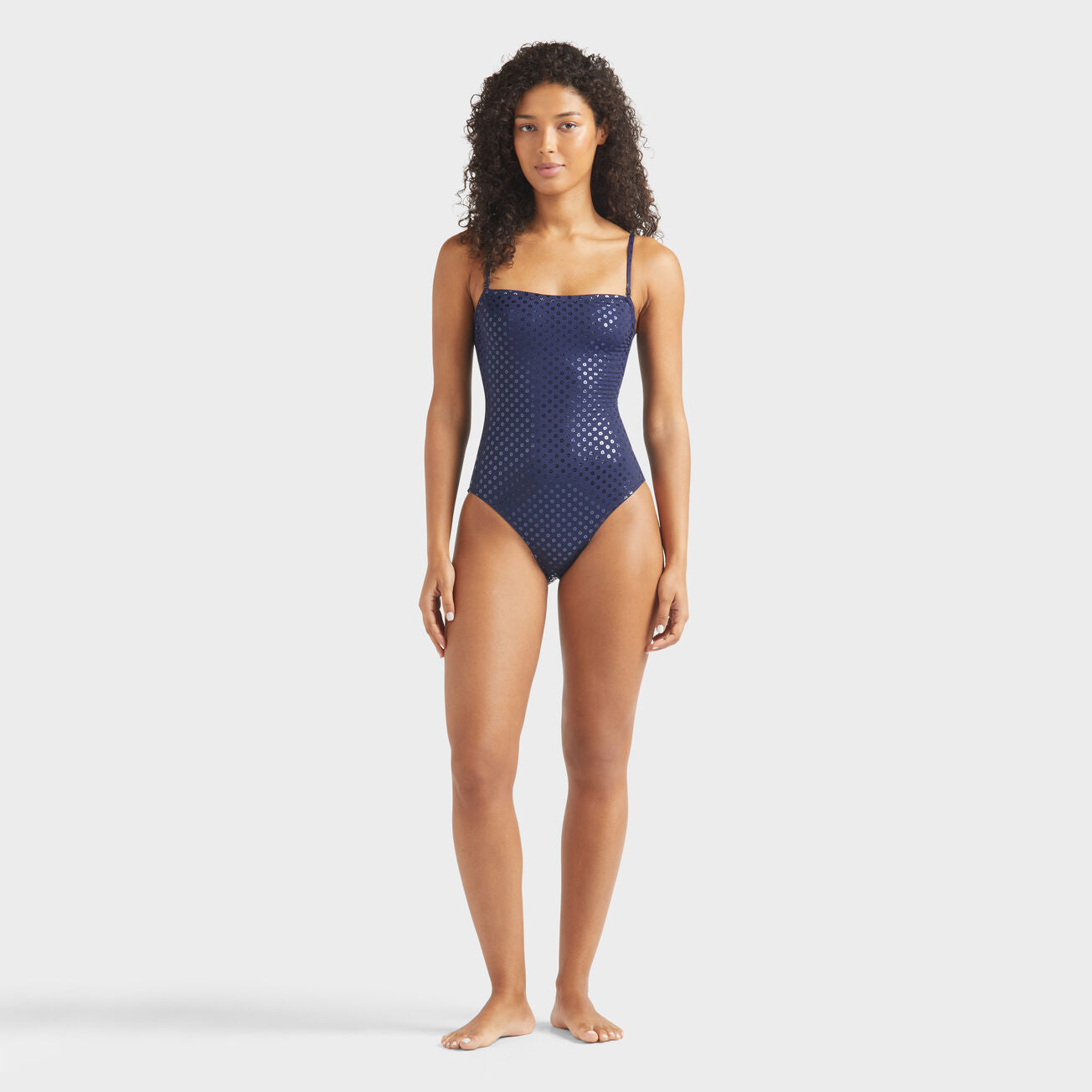 Women Bustier One-piece Swimsuit Relief Sparkling - 1
