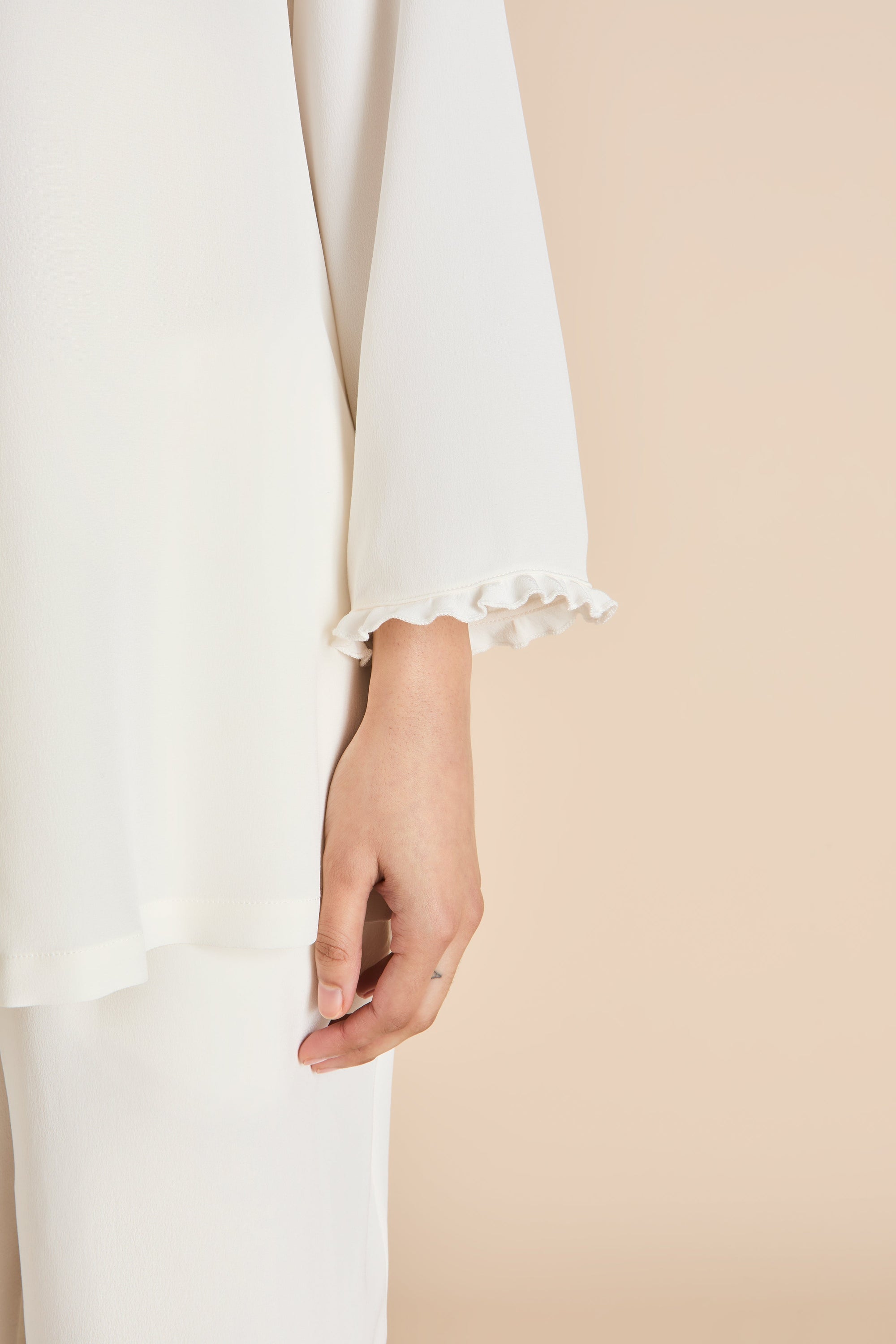 Fifi Ivory25 Ladies Woven Long Pyjama Set  - Ivory - 2