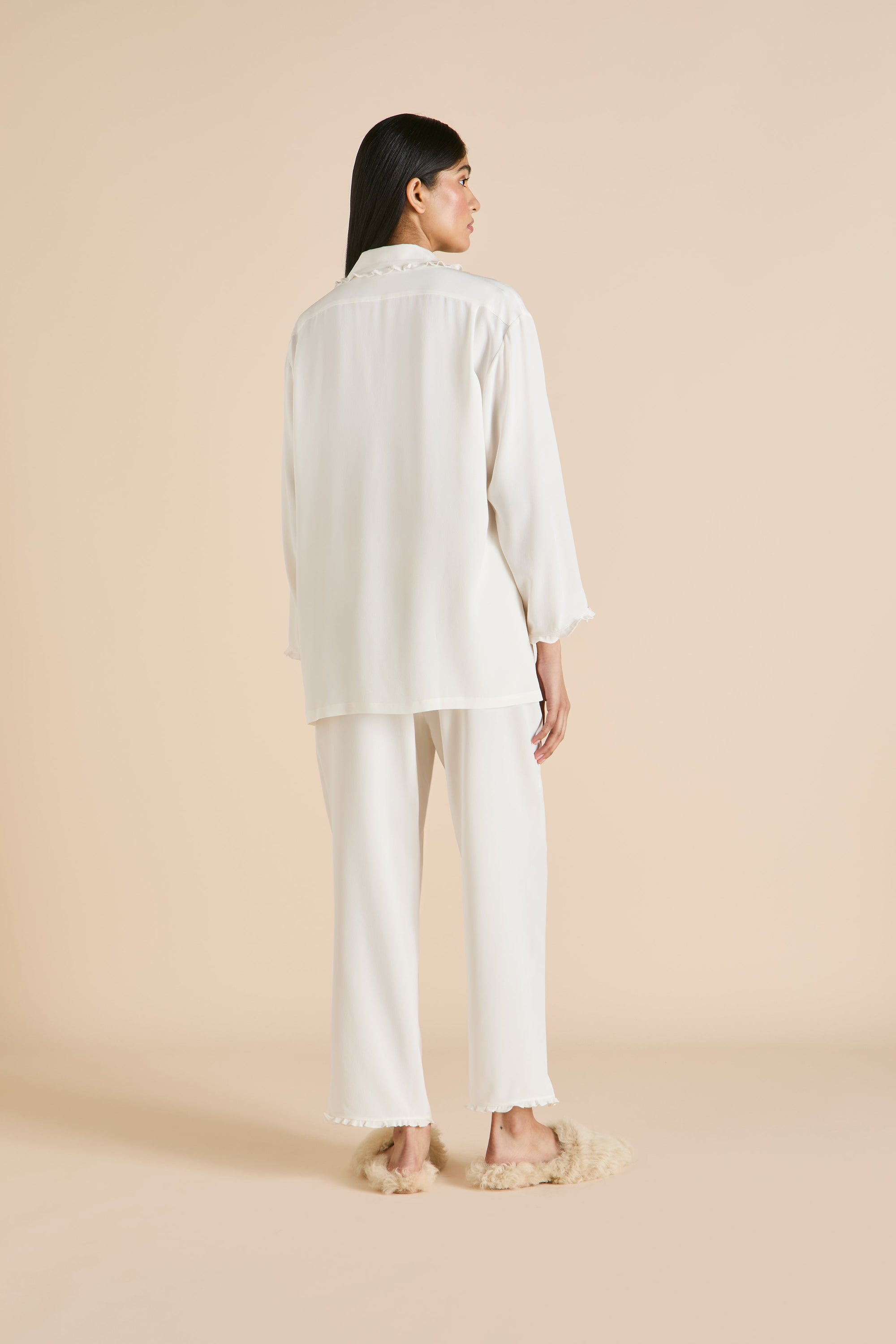 Fifi Ivory25 Ladies Woven Long Pyjama Set  - Ivory - 4