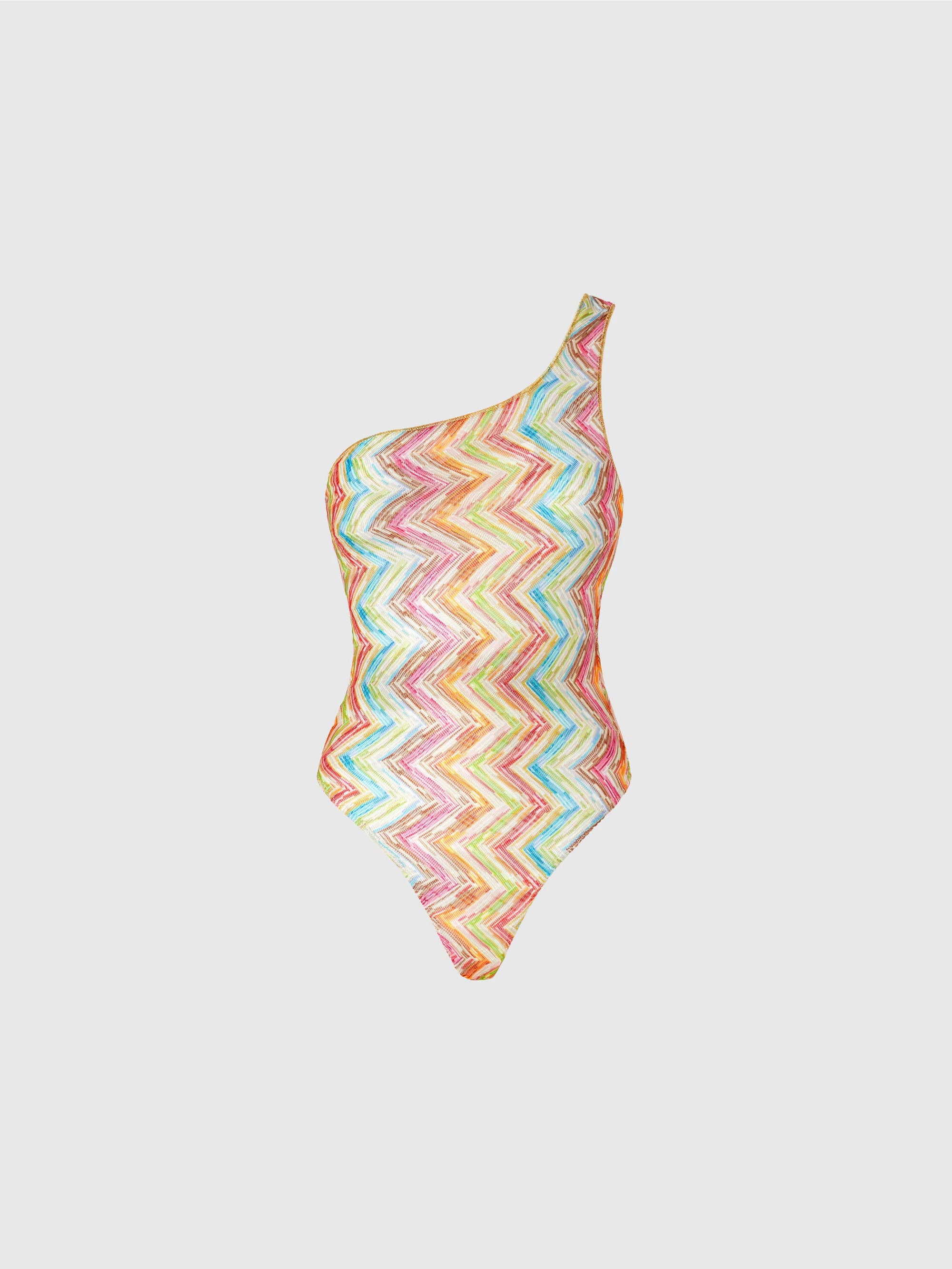 One-shoulder one-piece swimsuit in printed tulle - 4