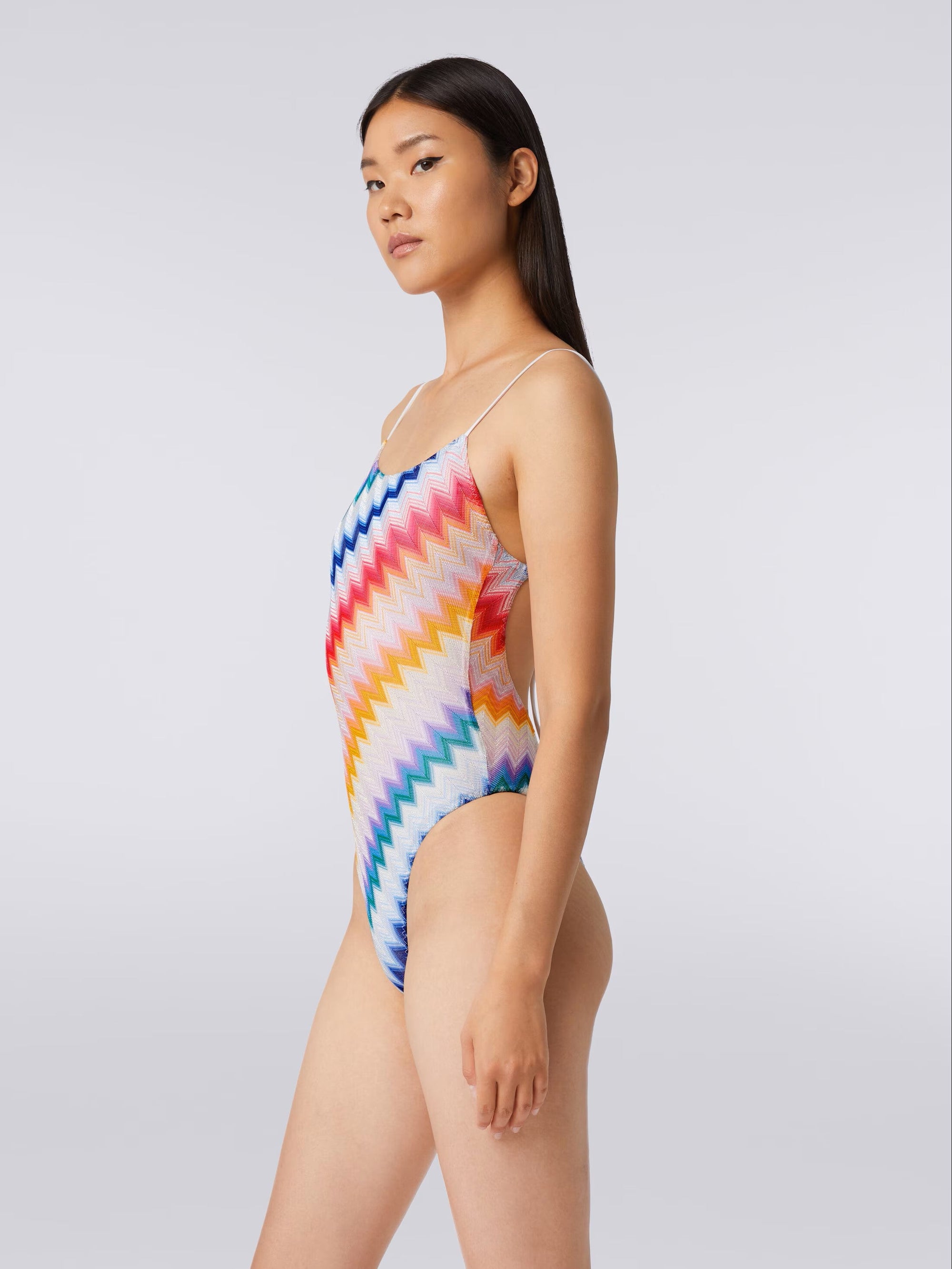 Zigzag one-piece swimming costume with lurex - Mix - 3