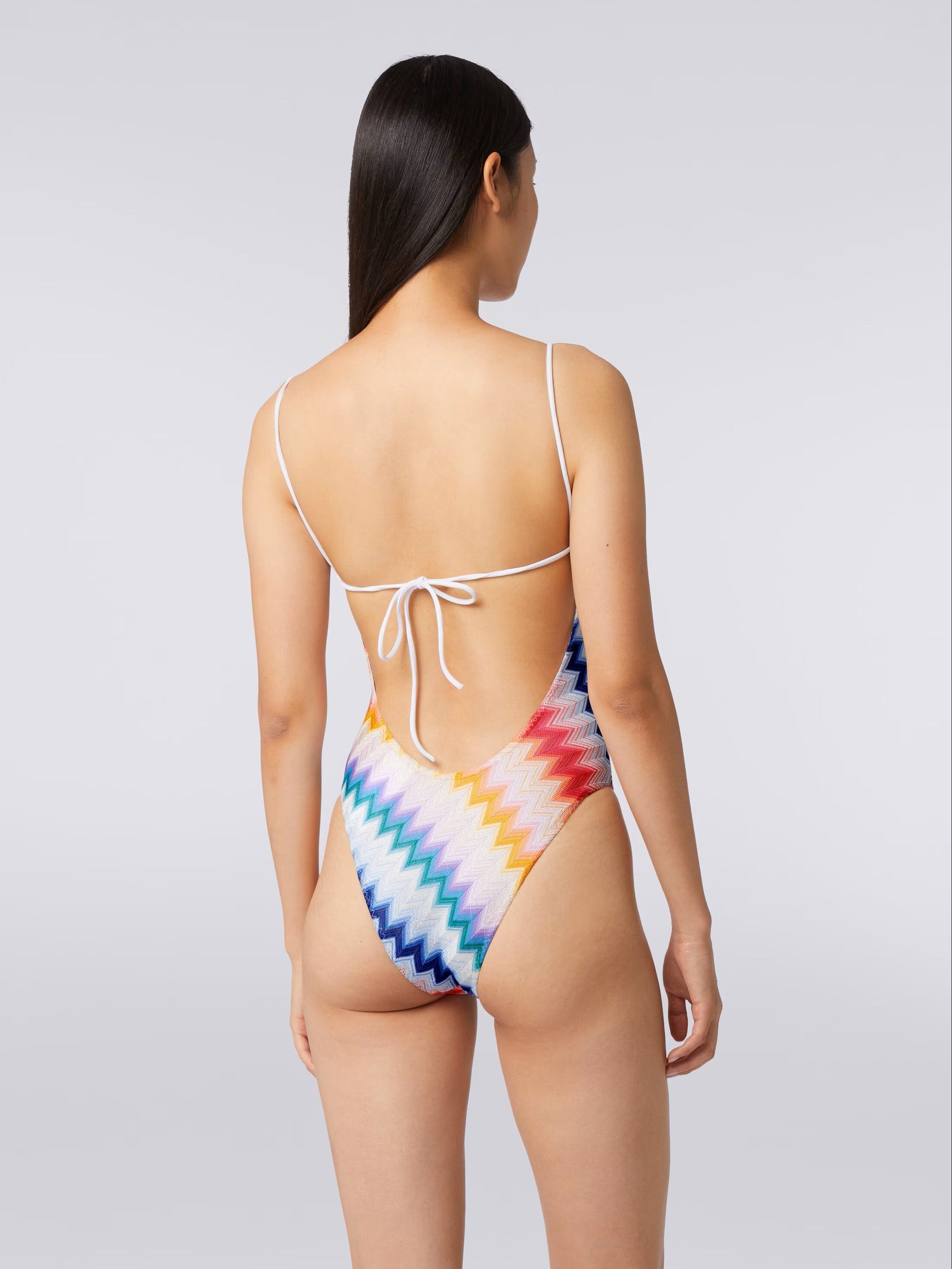 Zigzag one-piece swimming costume with lurex - 4