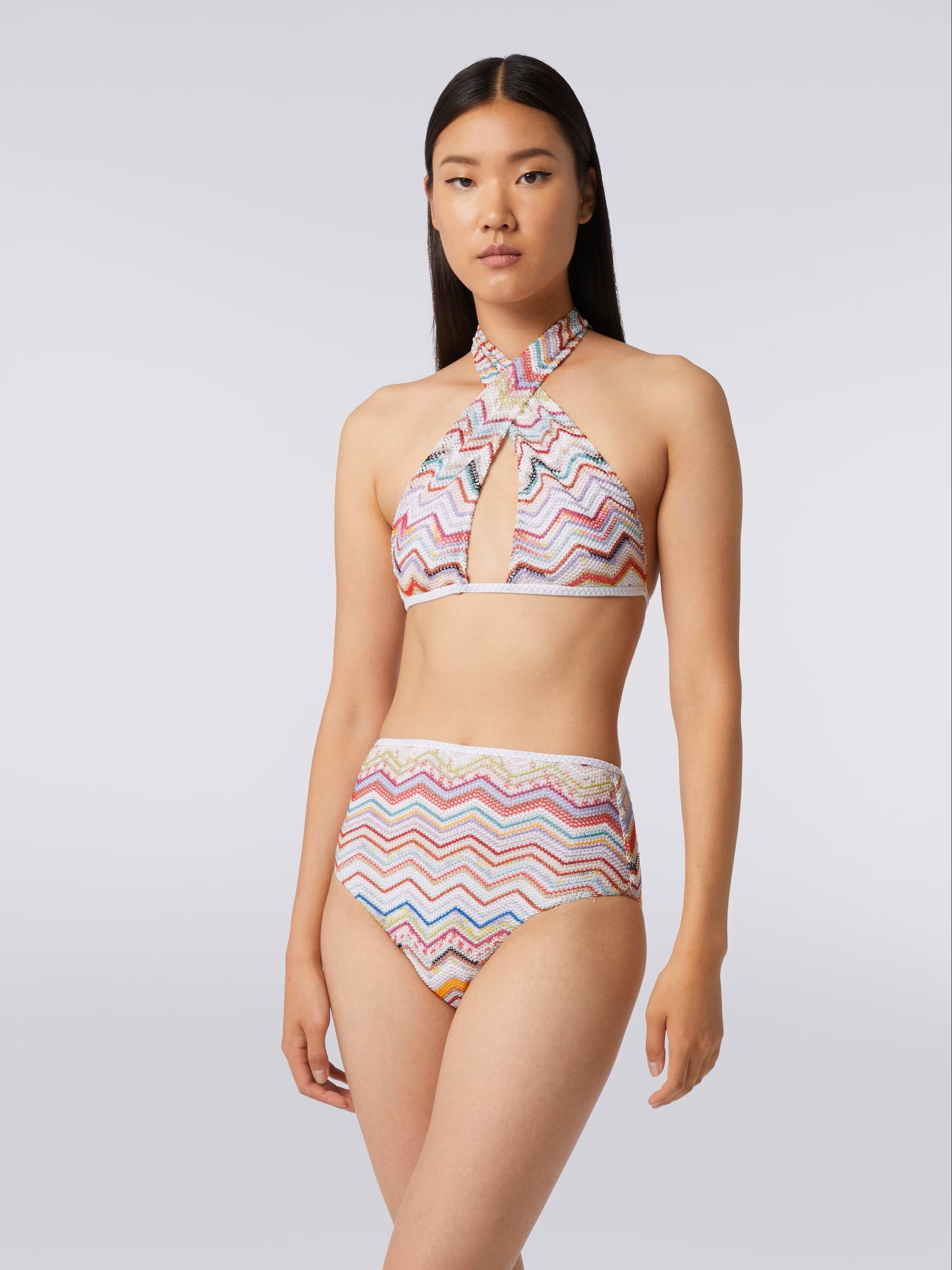Bikini in crochet with lurex and high-waisted briefs - Mix - 2