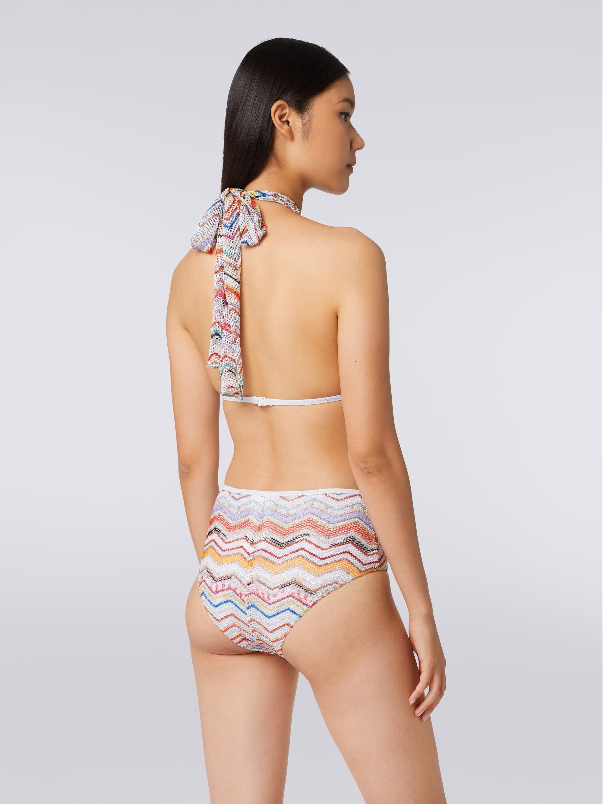 Bikini in crochet with lurex and high-waisted briefs - 4