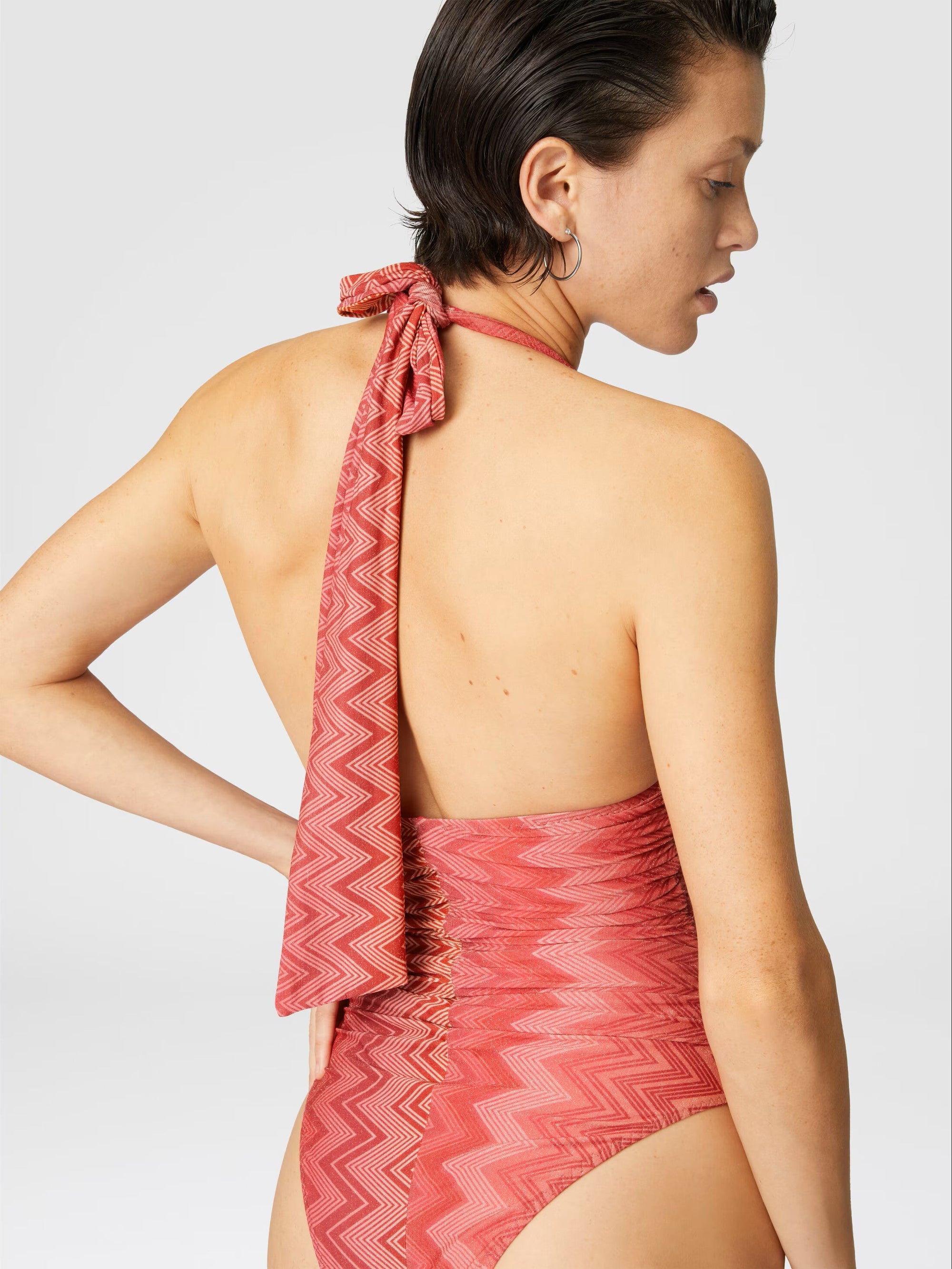 One-piece swimsuit in stretch nylon zig zag lamé - 4