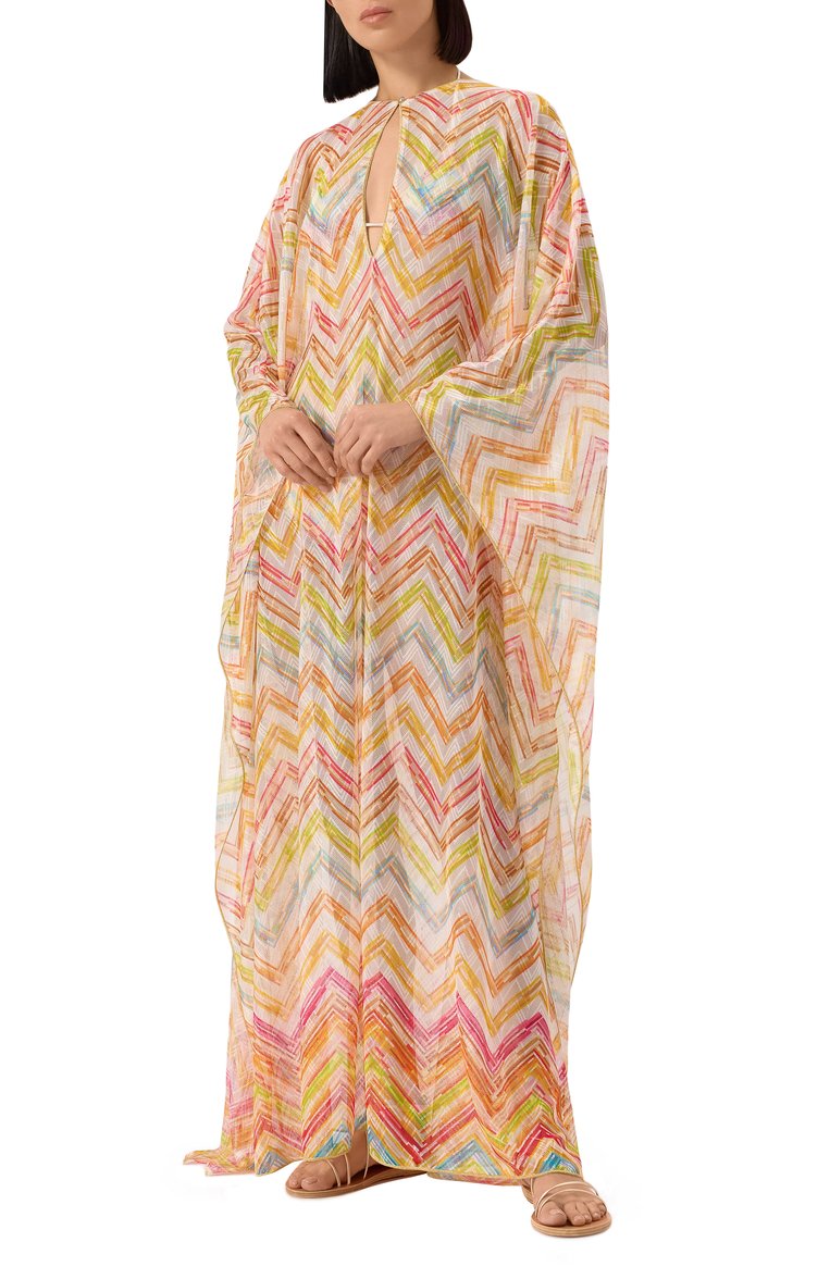Long cover-up caftan in zigzag - 1