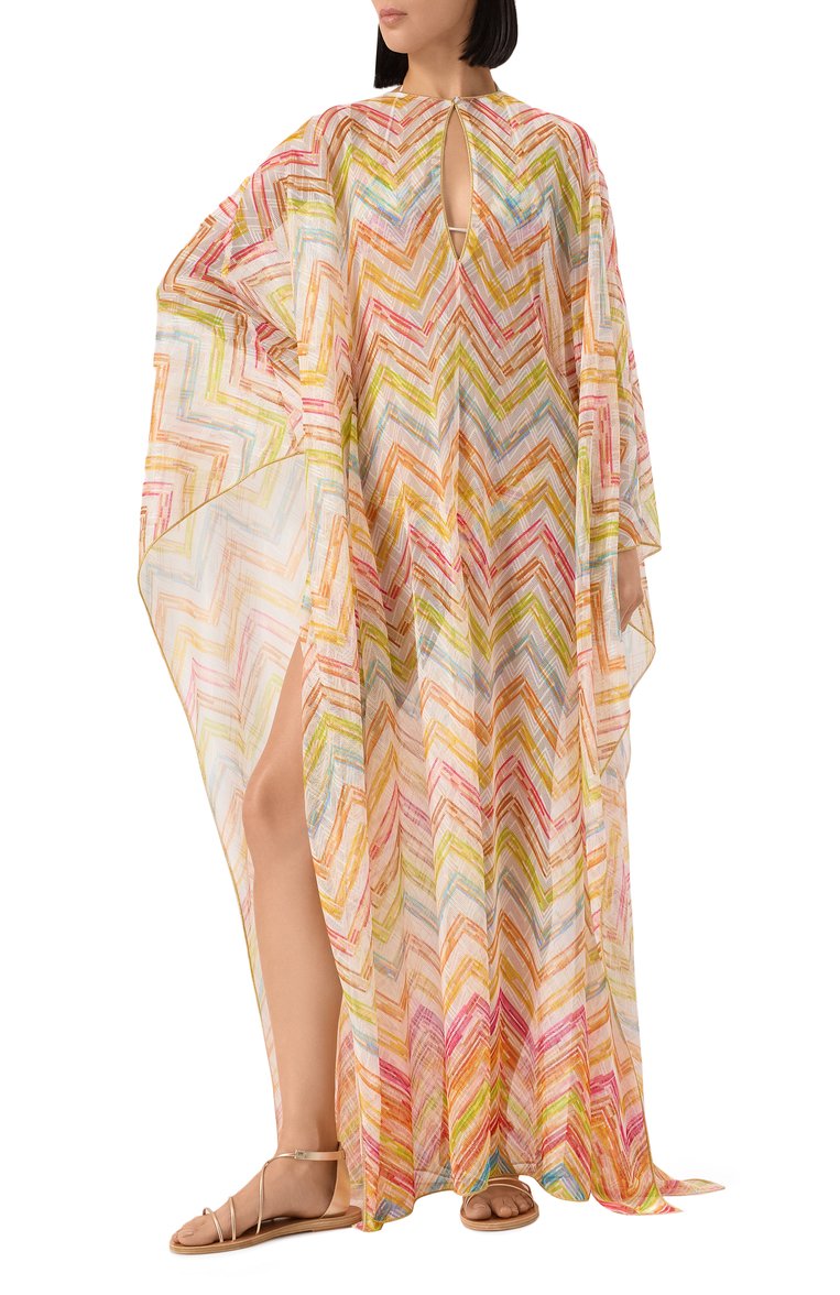 Long cover-up caftan in zigzag - 2