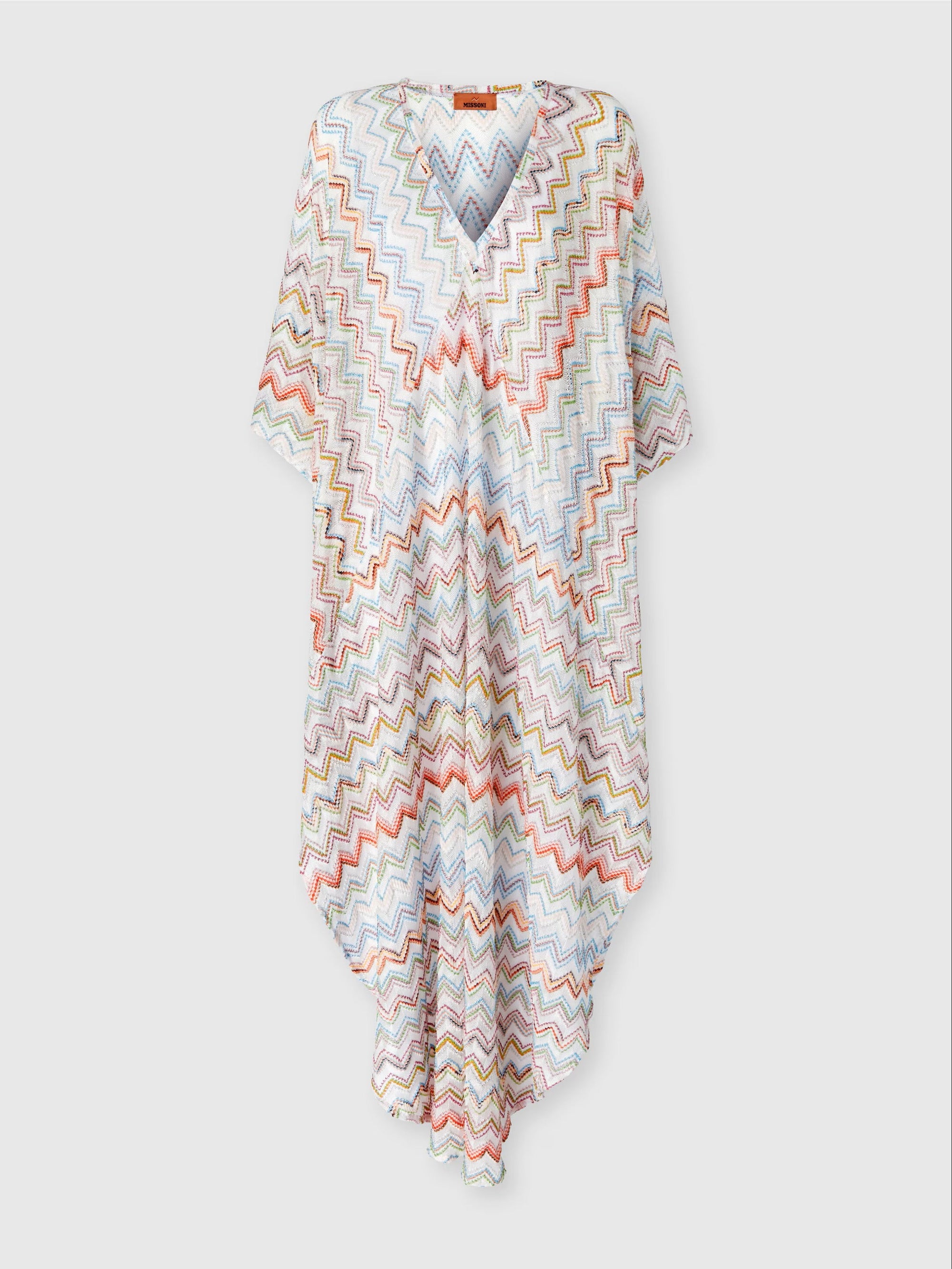 Long kaftan with 3D zig zag lamé and batwing sleeves - 4