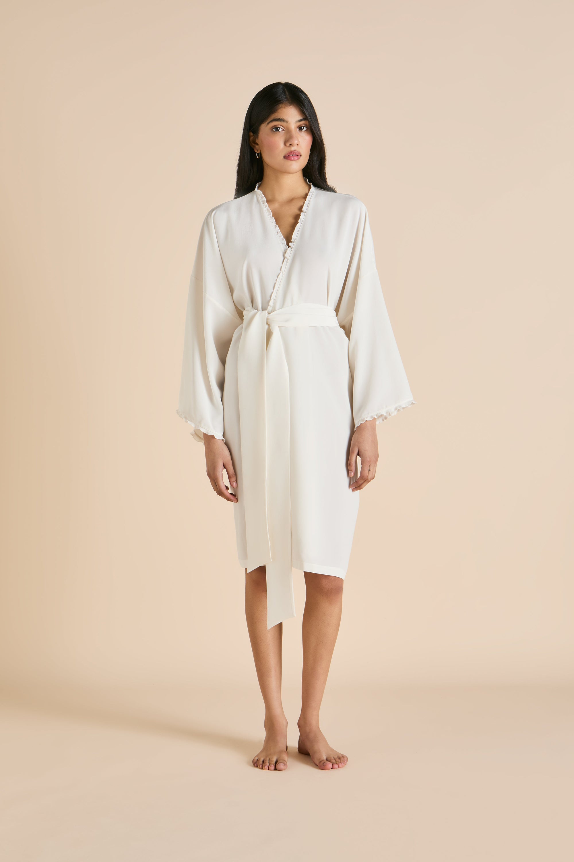 Mimi Ivory Ladies Woven Short Robe - Ivory - 1
